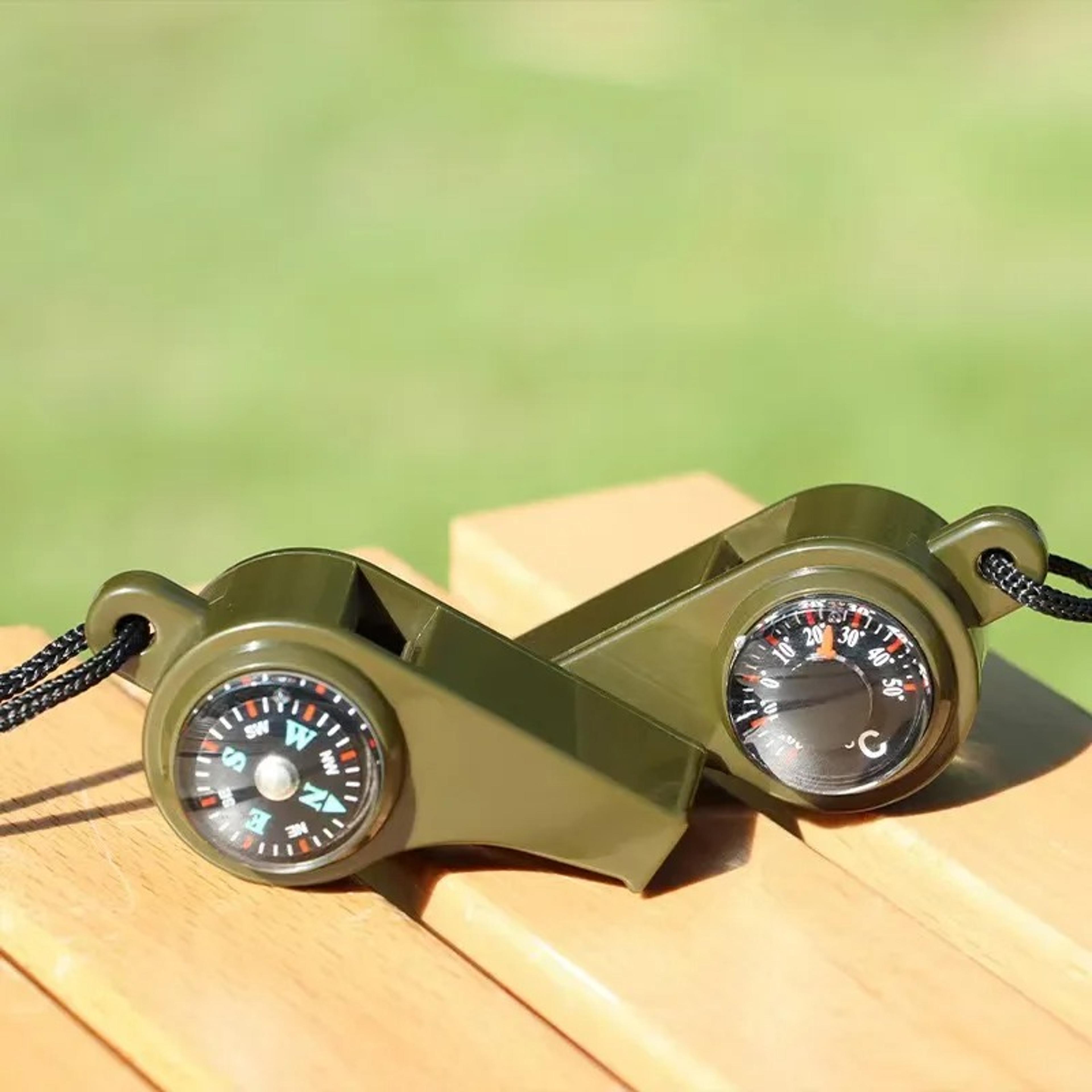survival whistle with compass and thermometer for camping hiking emergency kits