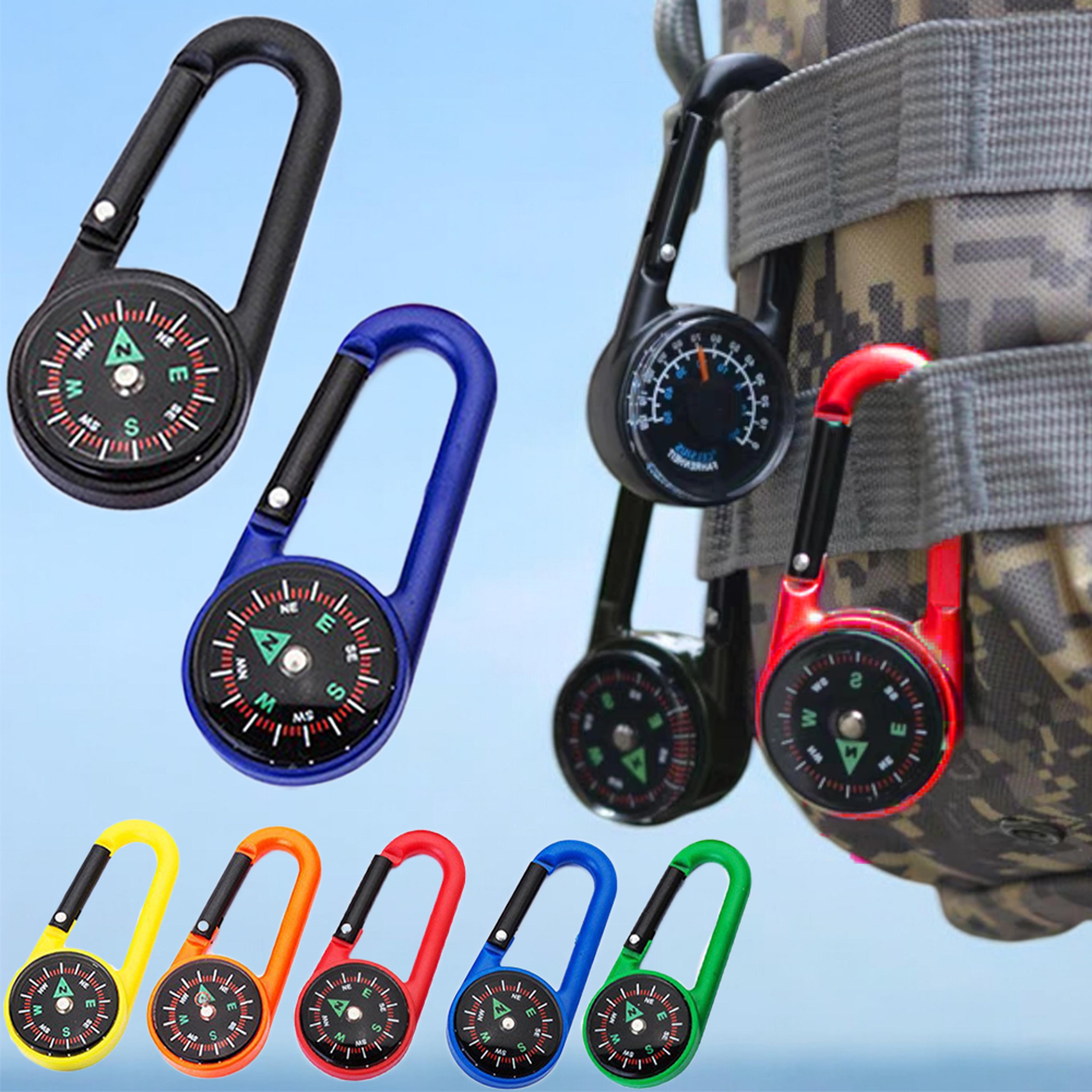 mini compass carabiner keychain for hiking camping and backpack travel