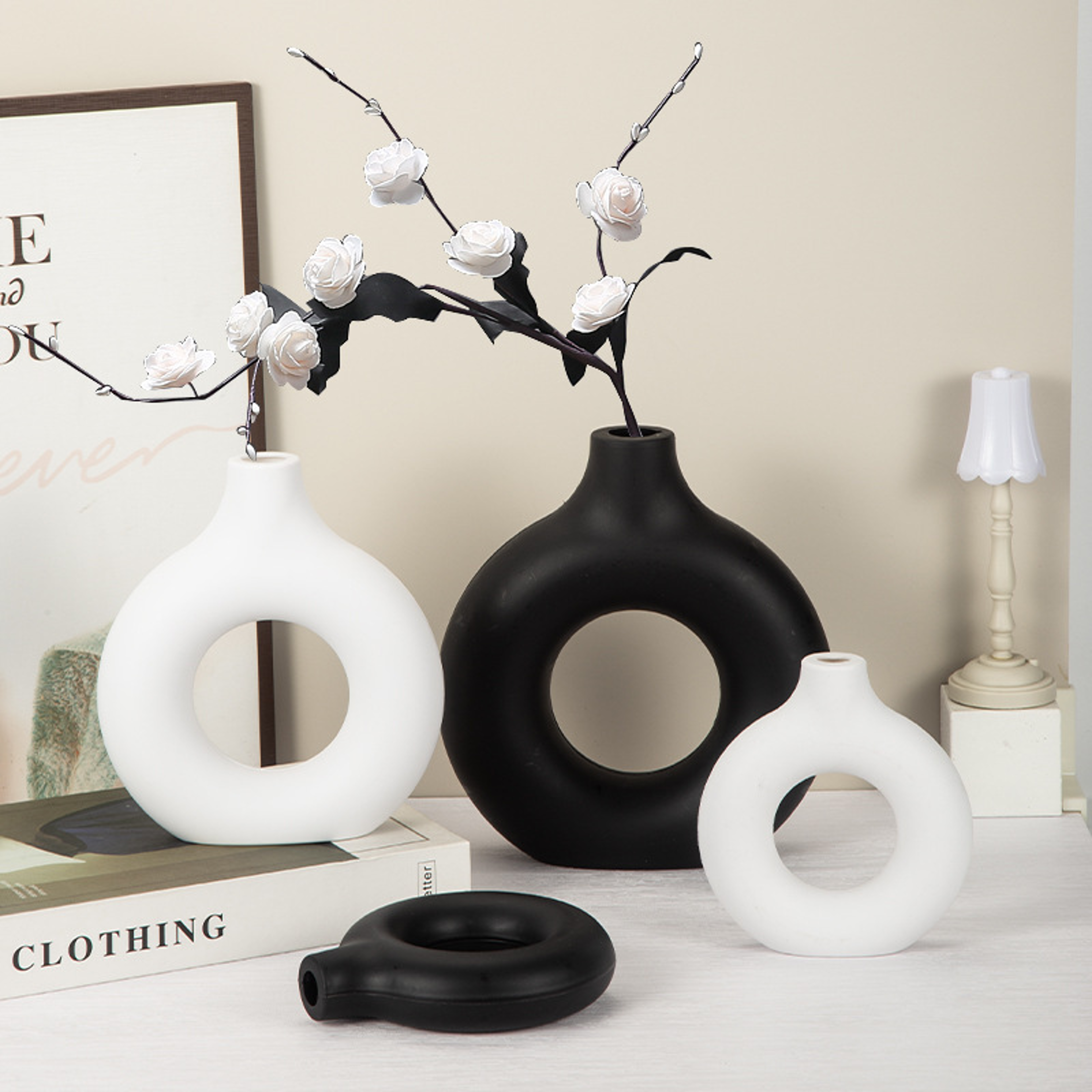 white ceramic look vase for modern home decor