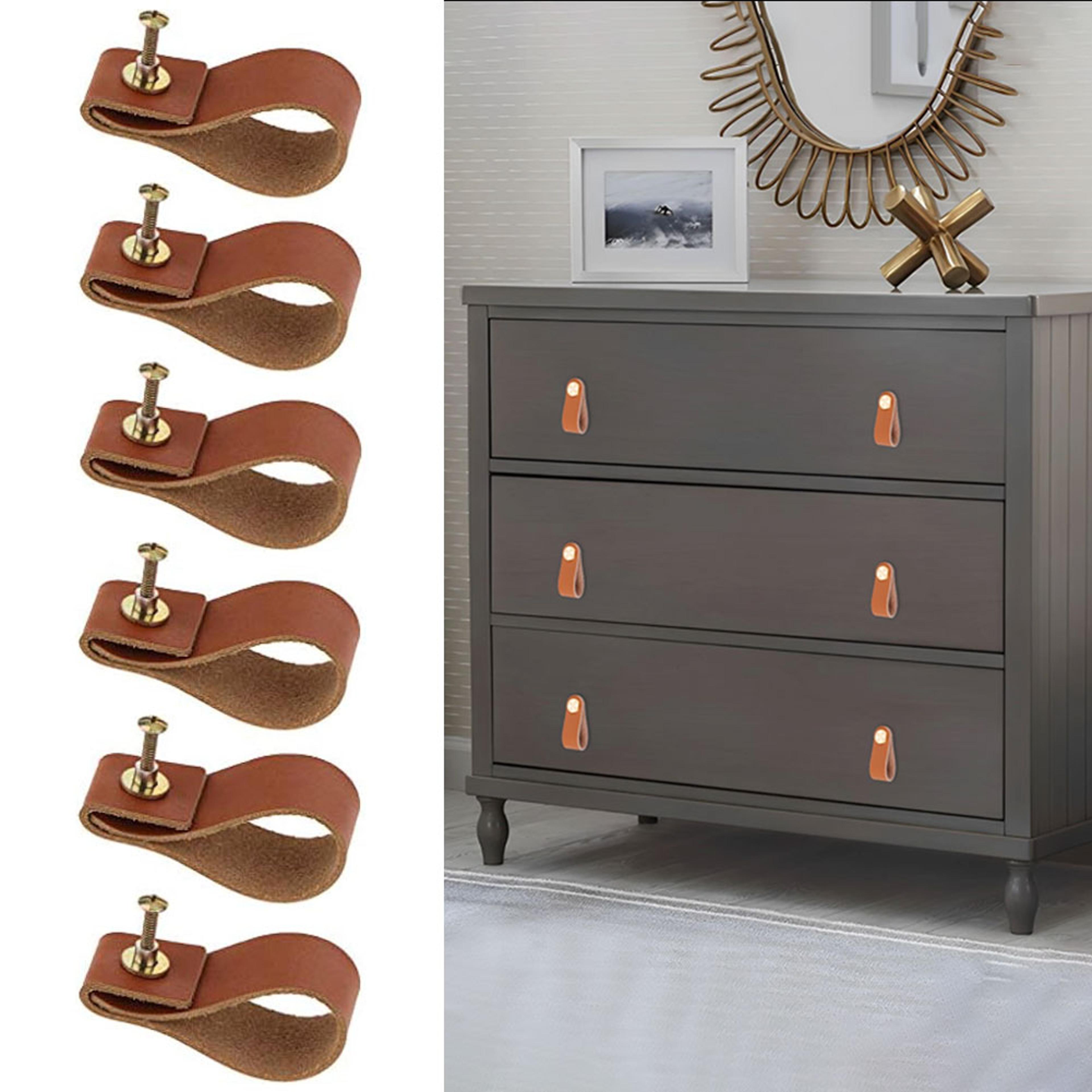 handmade leather cabinet pulls set minimalist drawer handles for kitchen and dresser