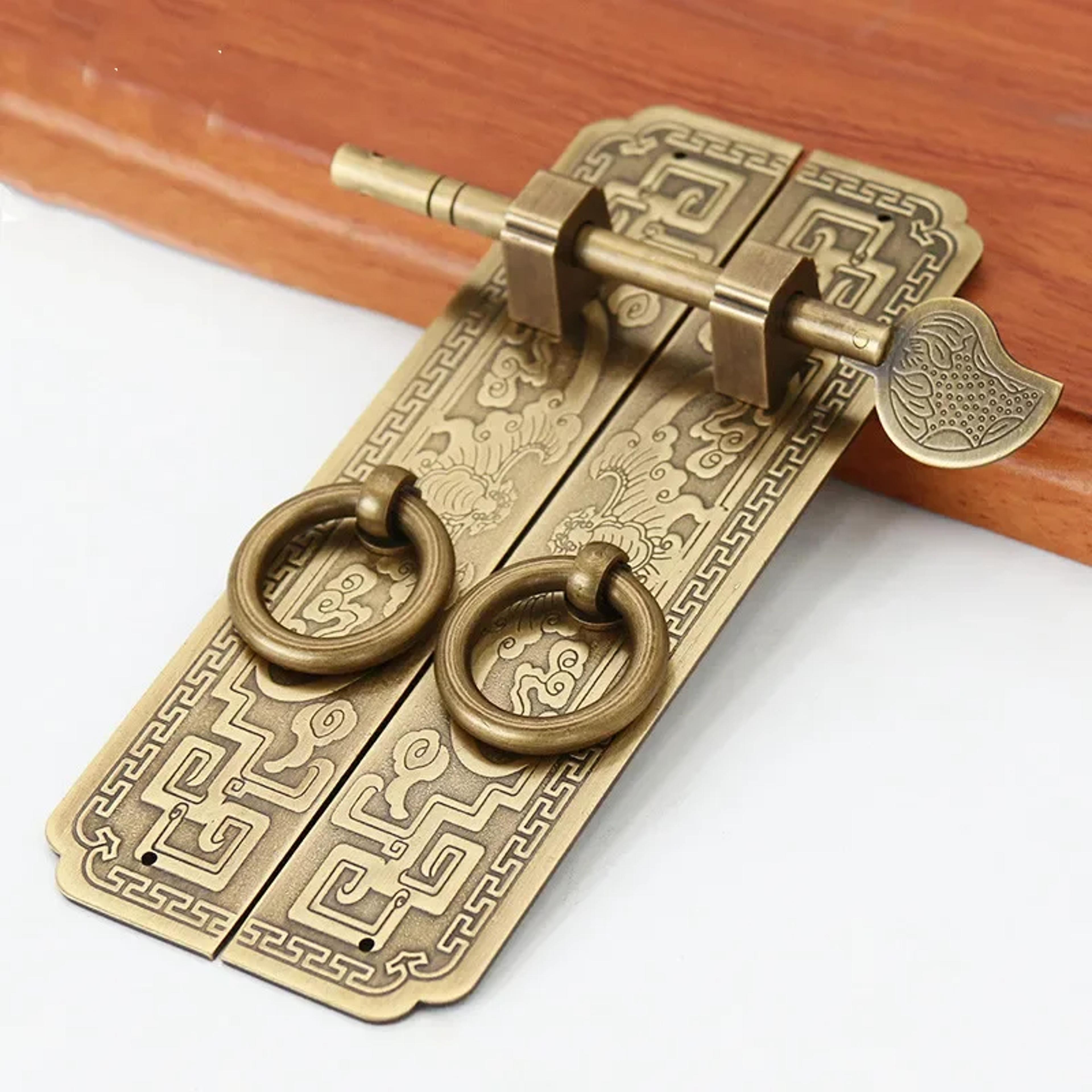 vintage chinese style pure copper cabinet handle for wardrobe bookcase and furniture doors