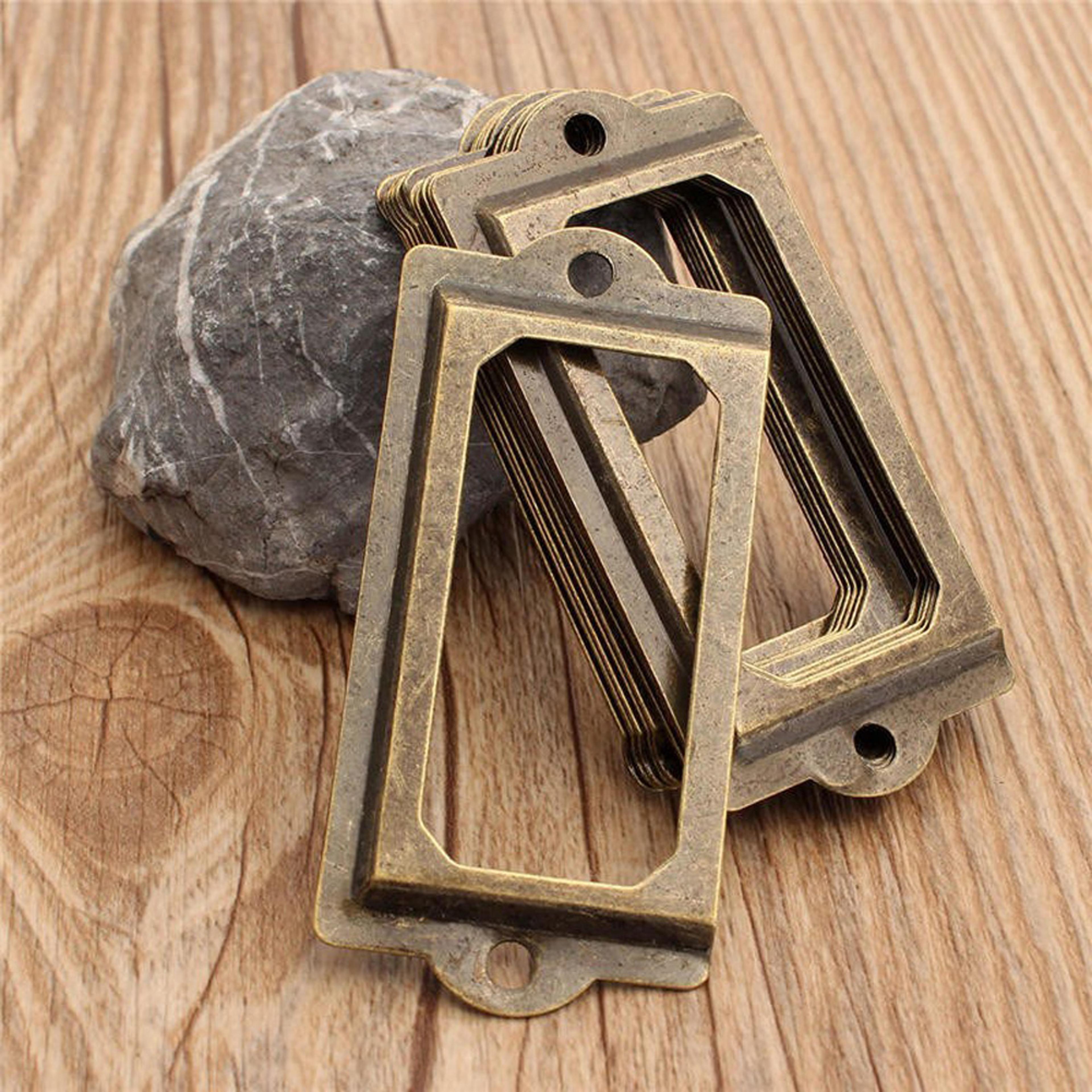 vintage antique brass drawer label pulls set for cabinets apothecary boxes