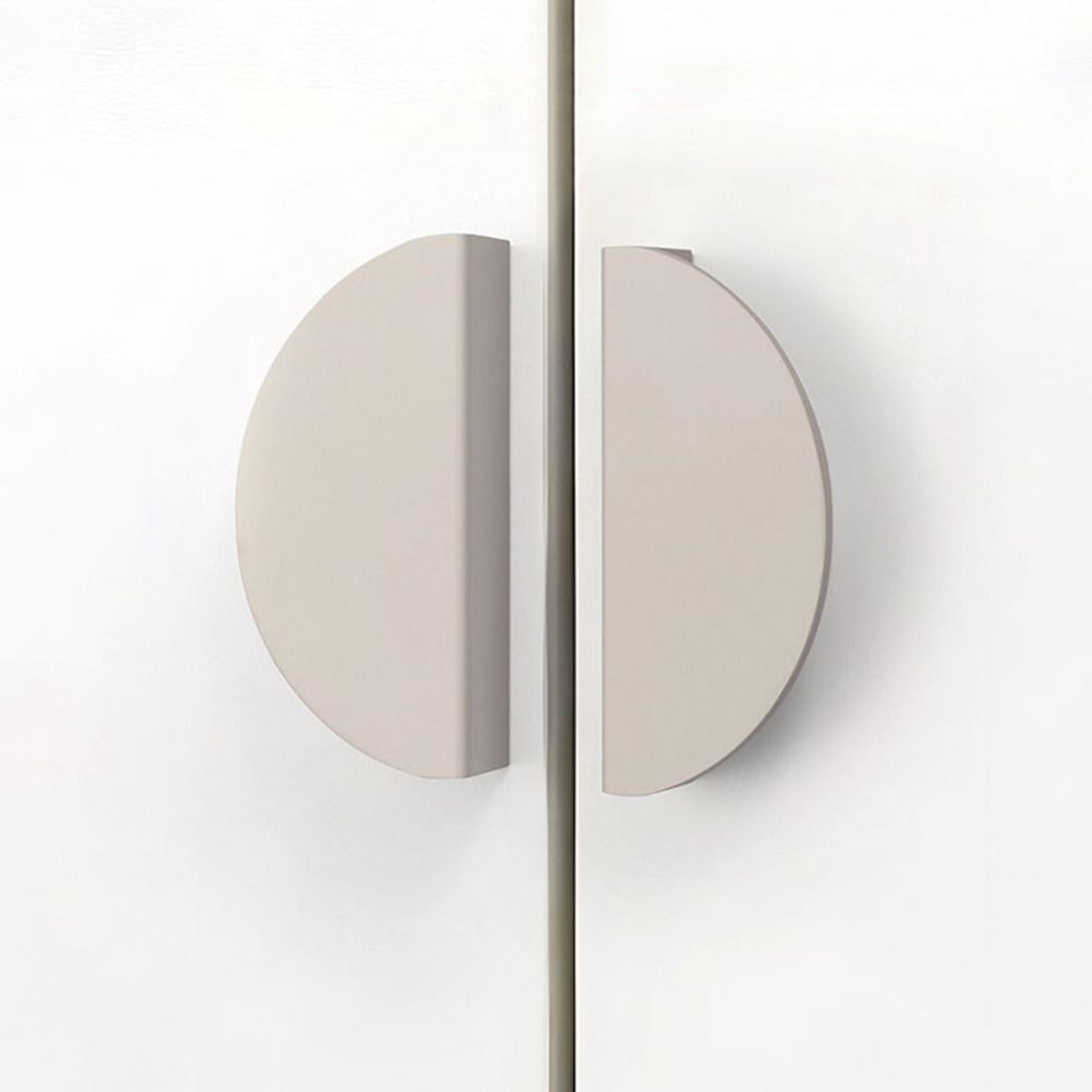 modern hidden cabinet handle half moon drawer pull