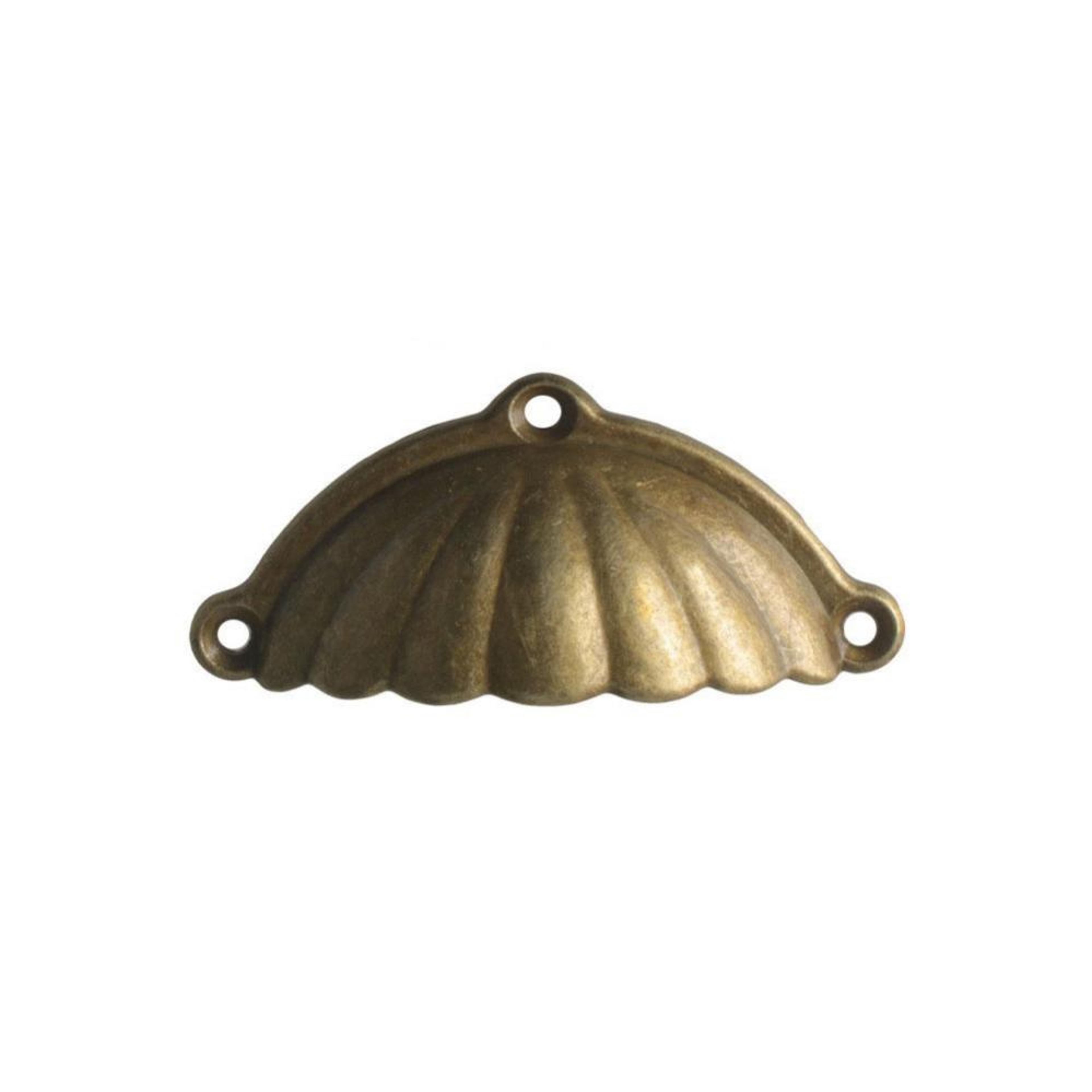 vintage shell cabinet cup pull antique brass drawer handle