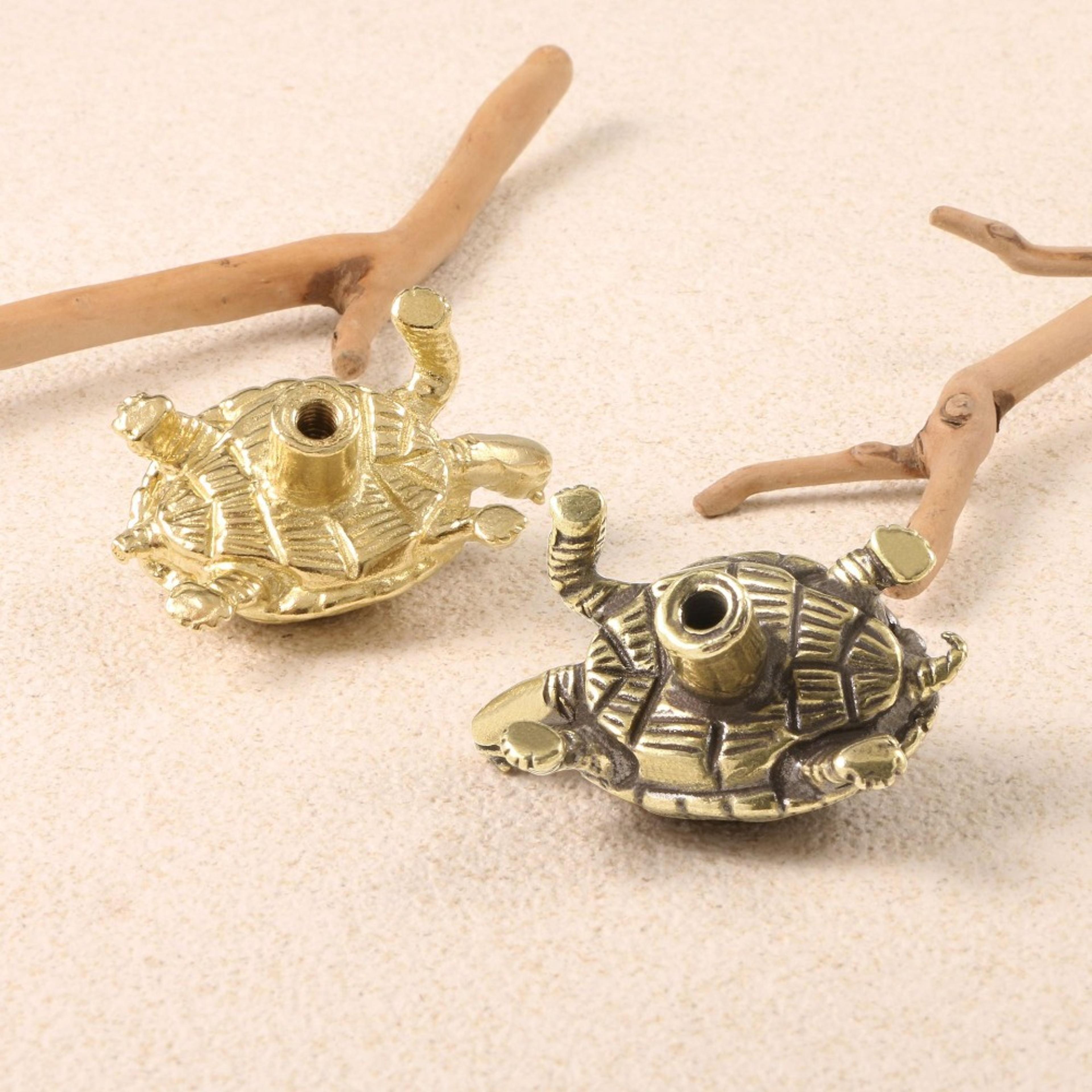 vintage turtle cabinet knob brass gold drawer pull