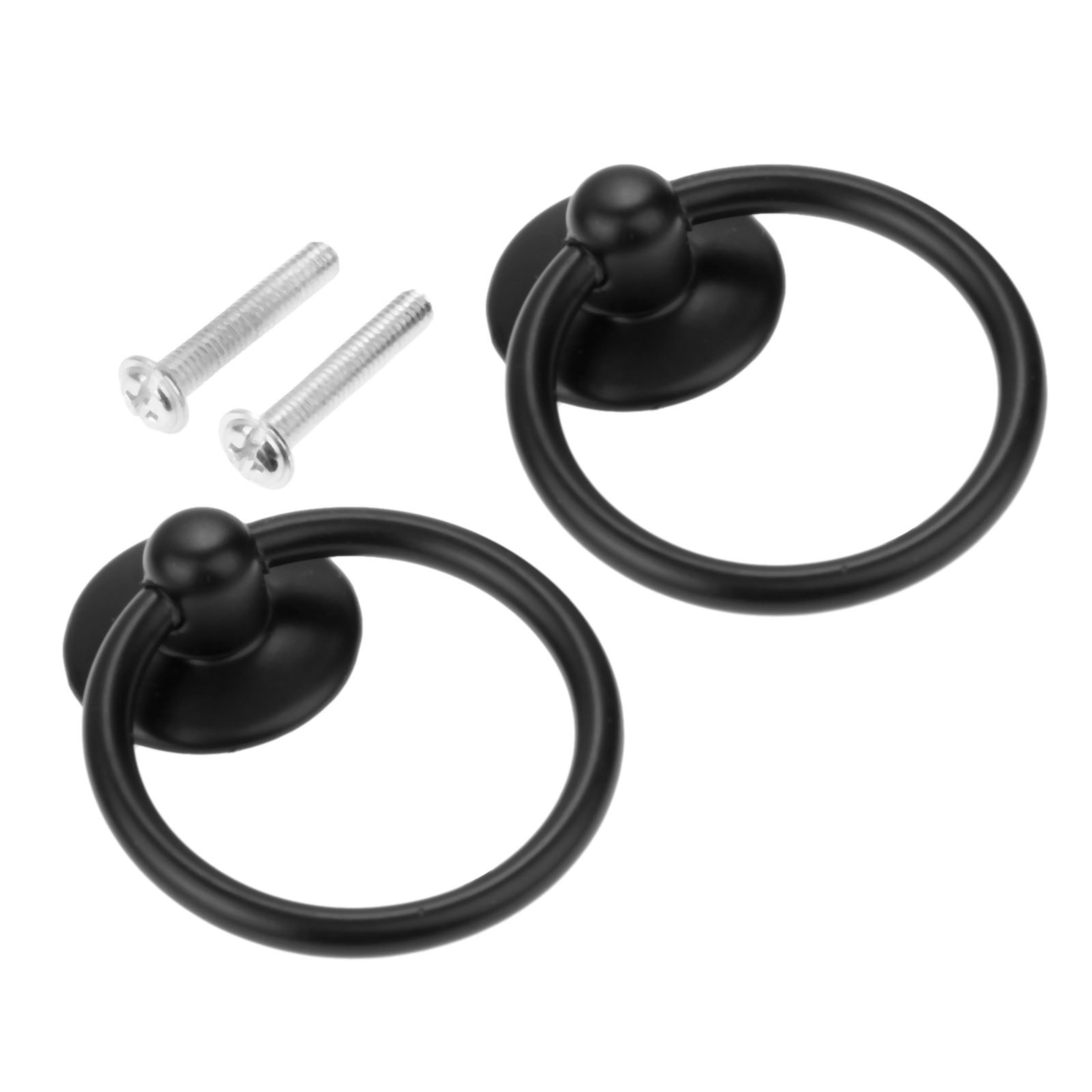 vintage black ring pull cabinet handles set