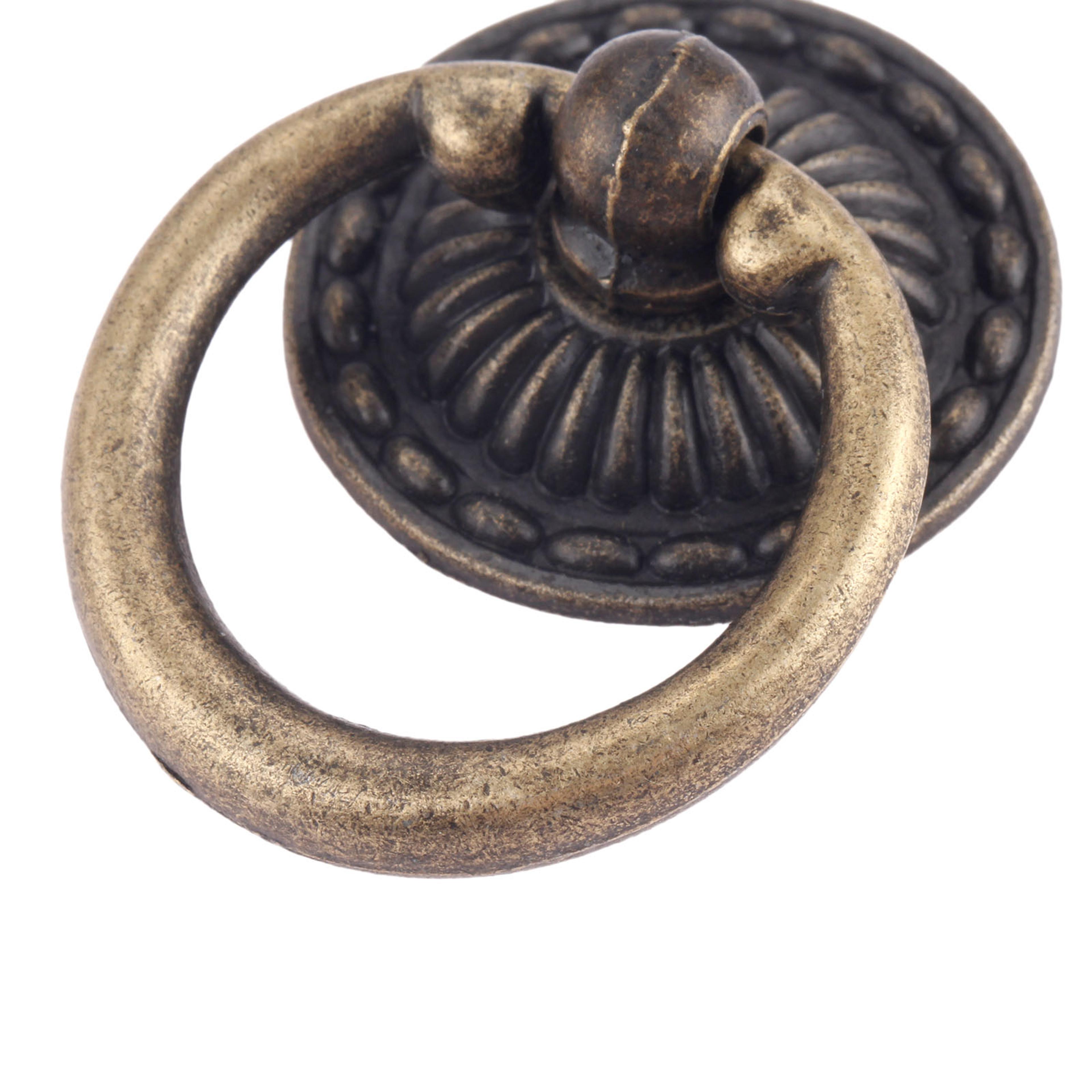 vintage antique bronze wooden box ring knob decorative cabinet handles with screw, perfect for doors & furniture