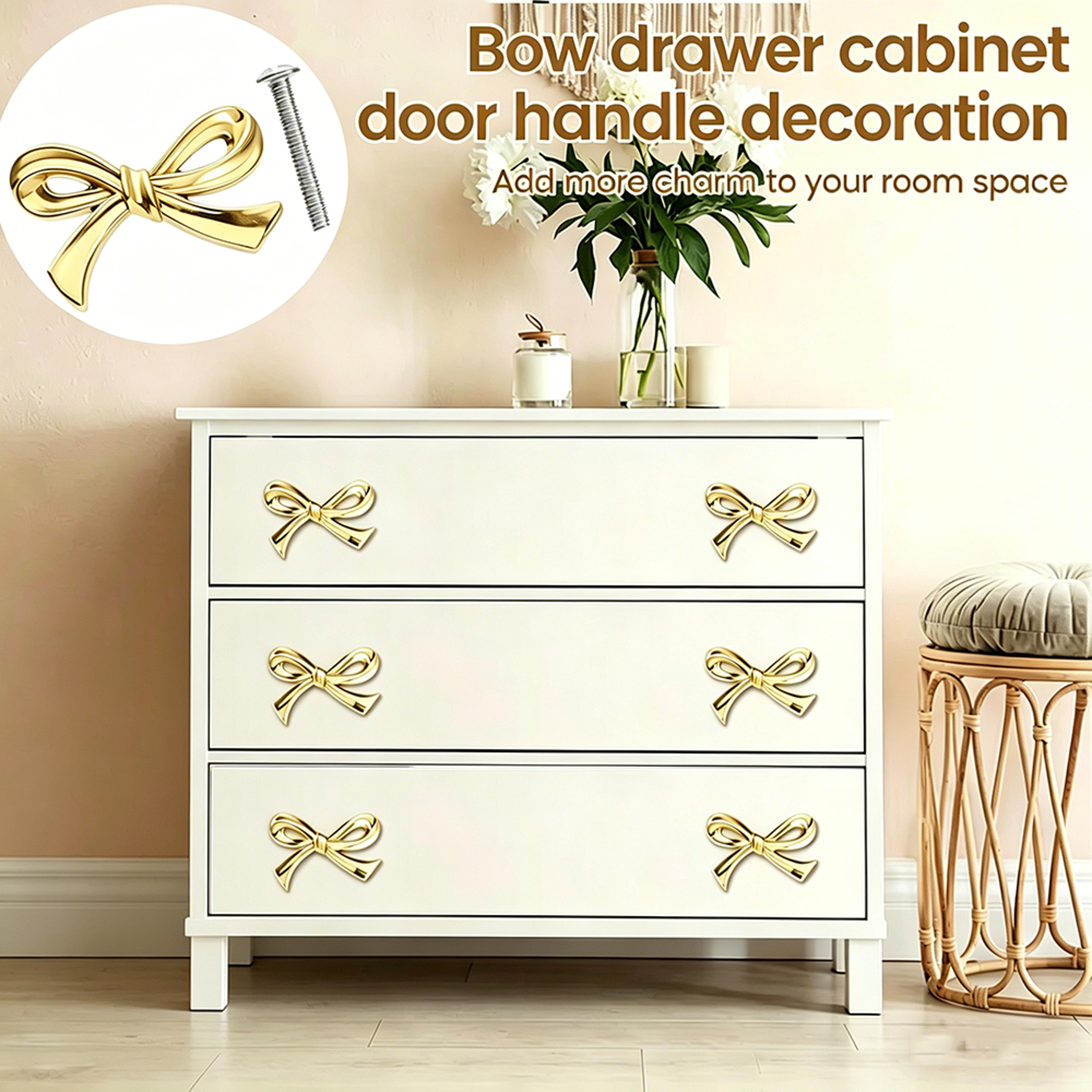 golden bow cabinet handles stainless steel pulls for kitchen & furniture, easy installation