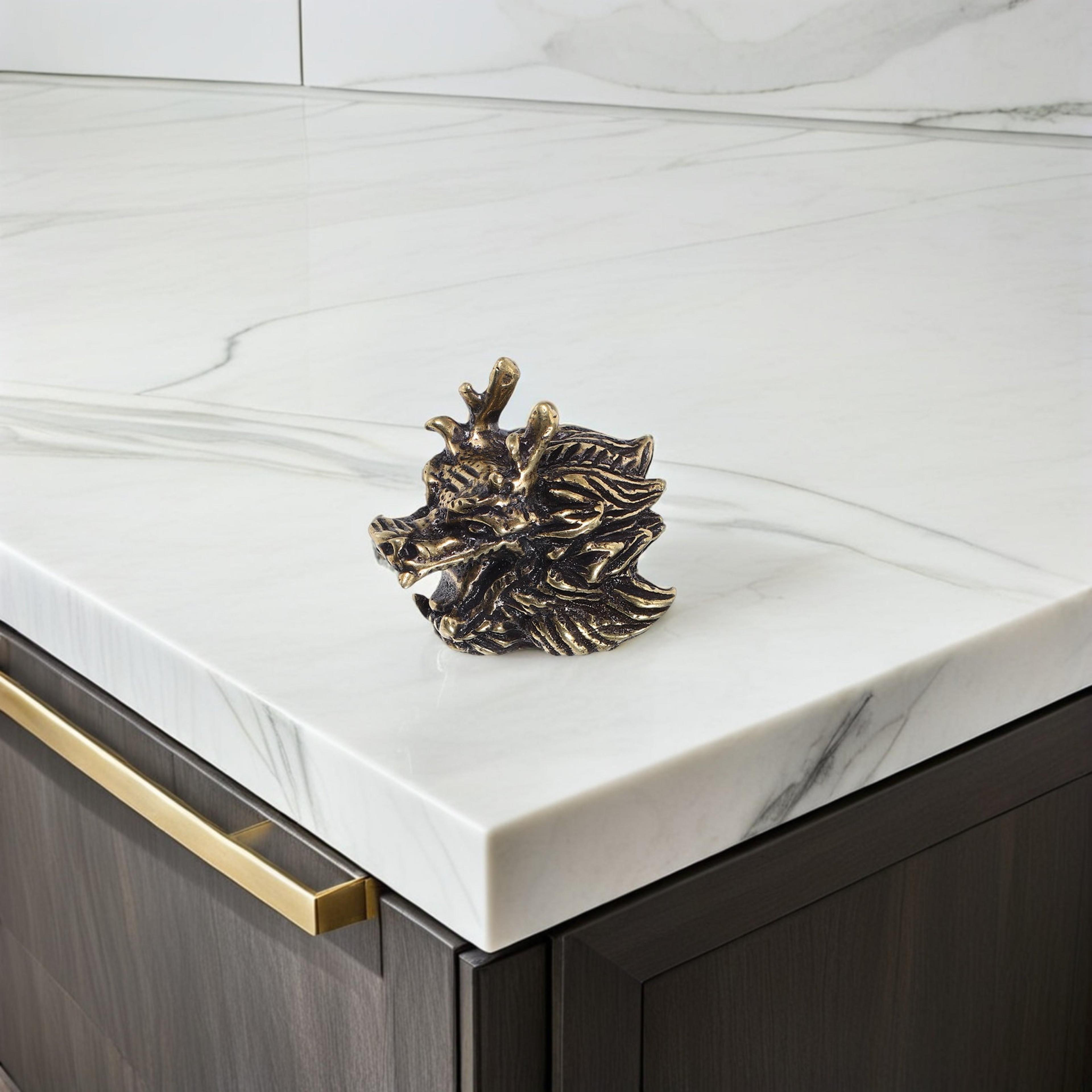 brass dragon head cabinet handle new chinese style drawer pull knob for wardrobe, dresser, kitchen cabinet