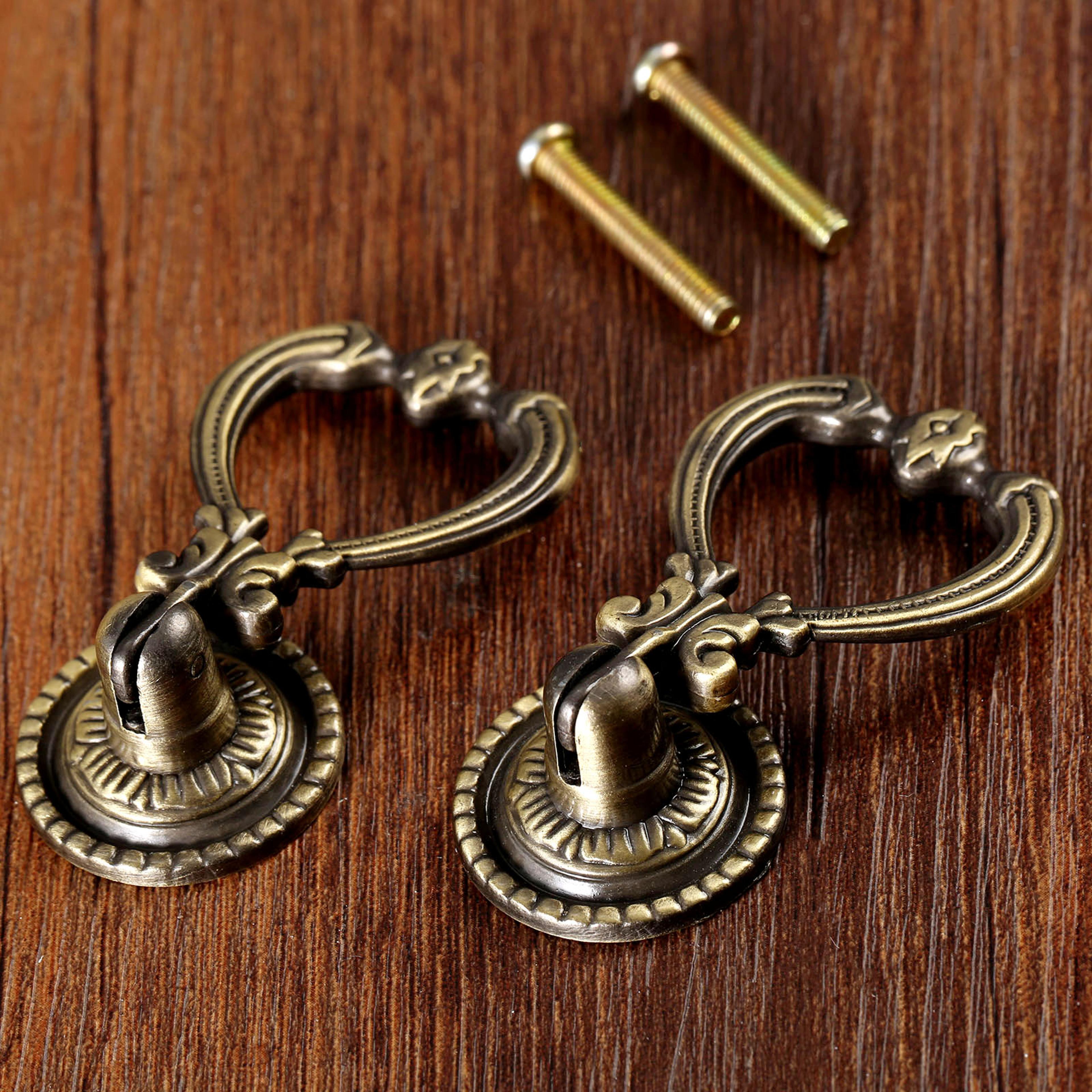 vintage antique brass cabinet knobs set for drawers, doors and furniture