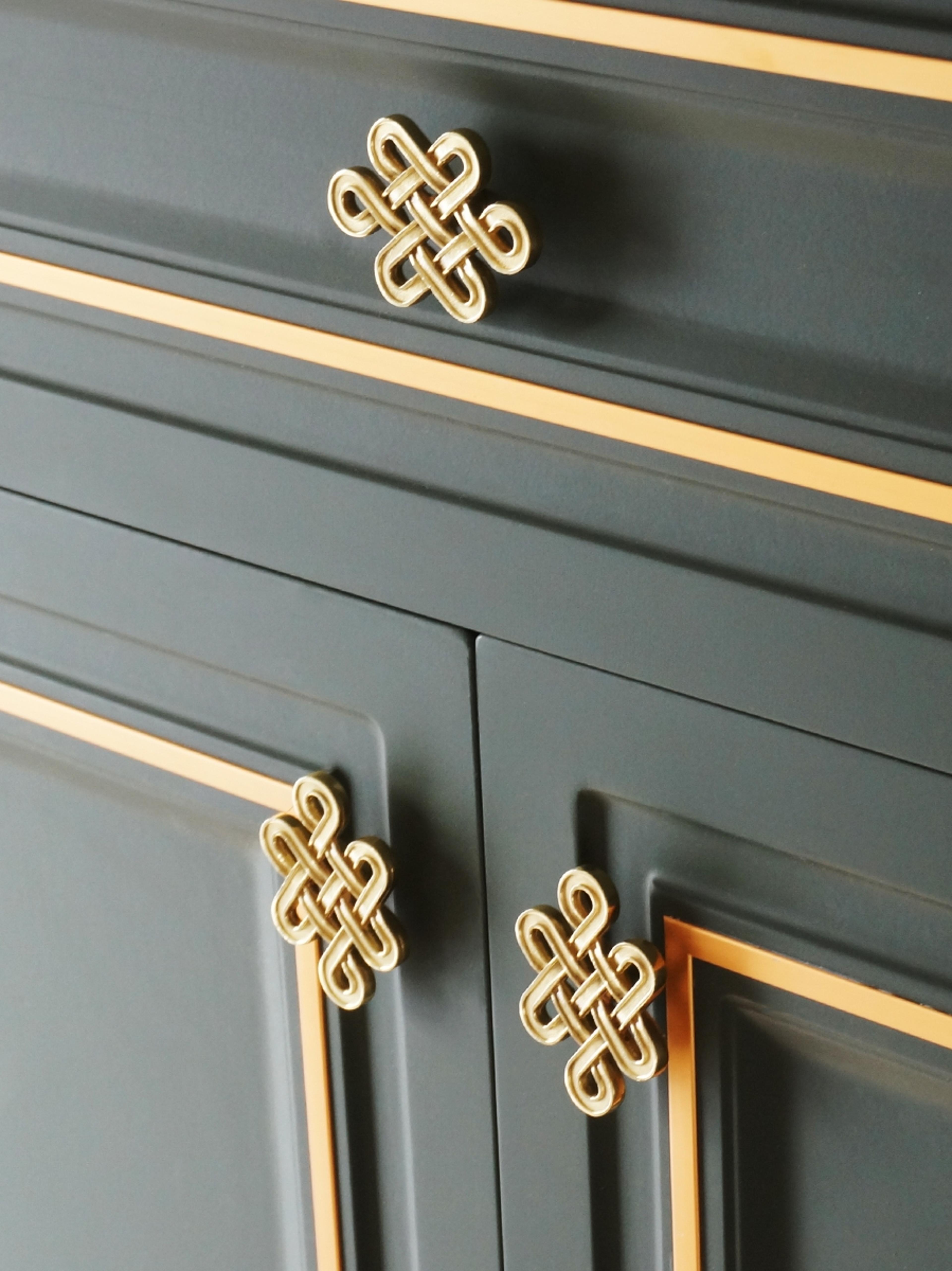 chinese knot brass cabinet handles for drawers wardrobes and kitchen cabinets