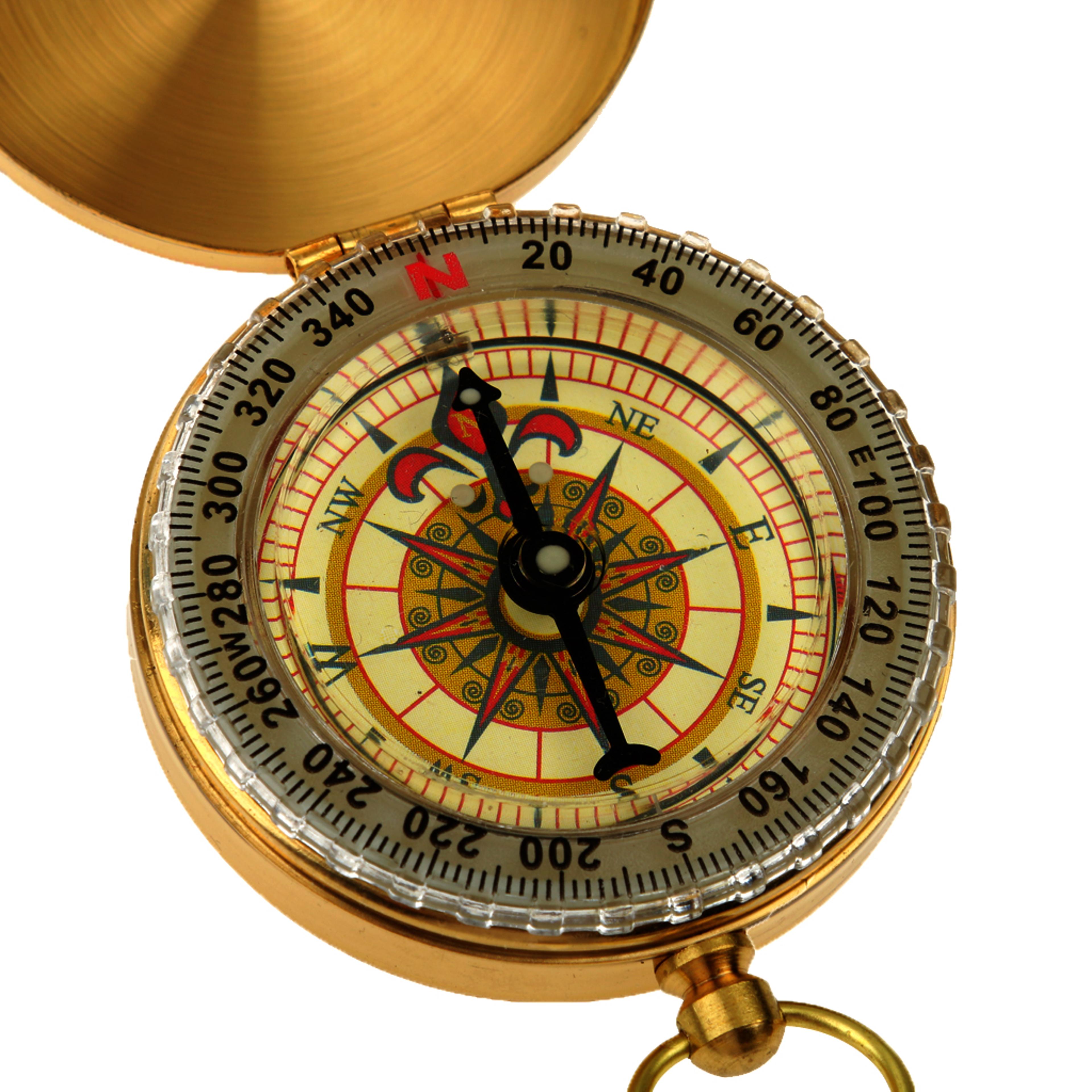 vintage brass pocket compass with luminous dial for hiking camping and travel