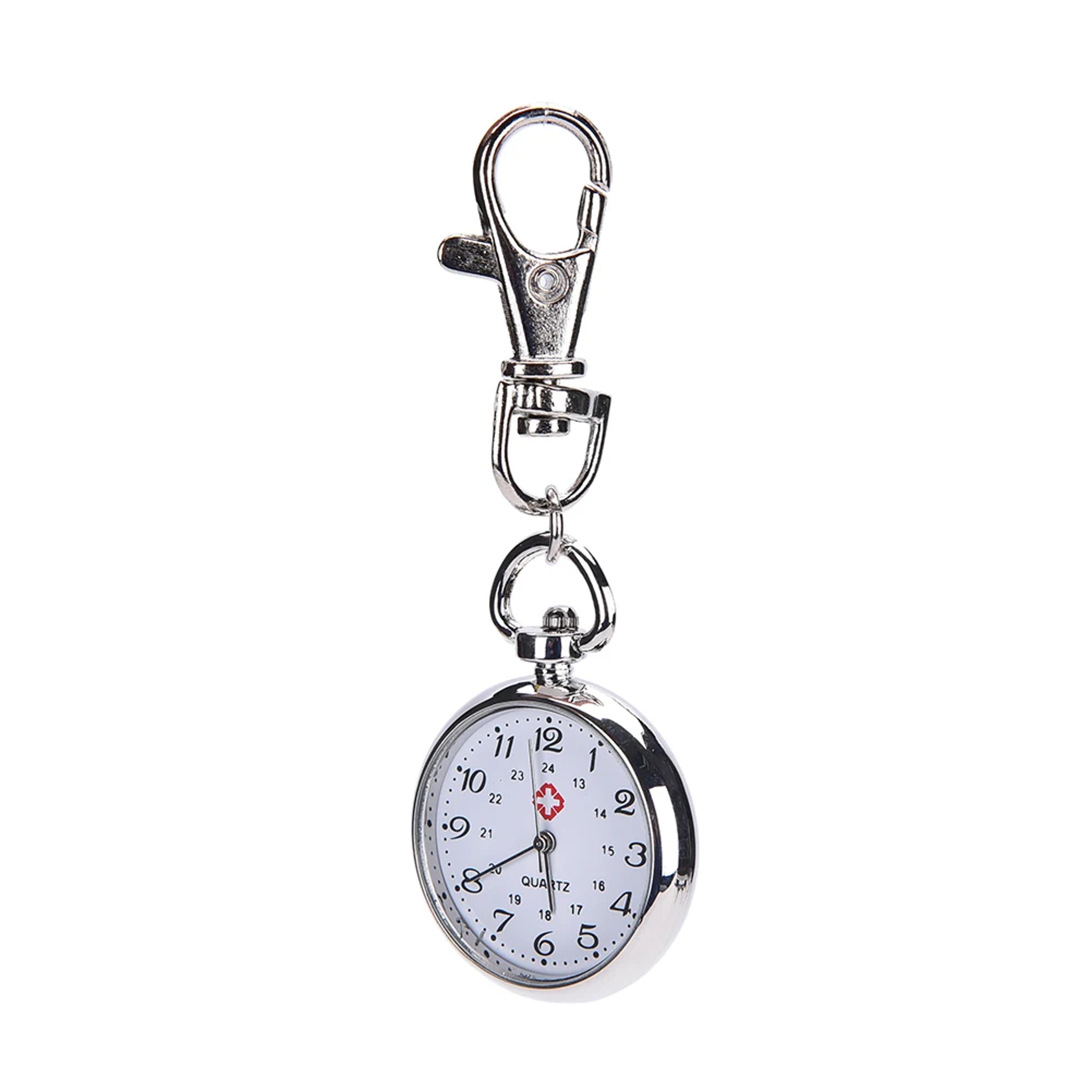 stainless steel pocket watch keychain with quartz movement