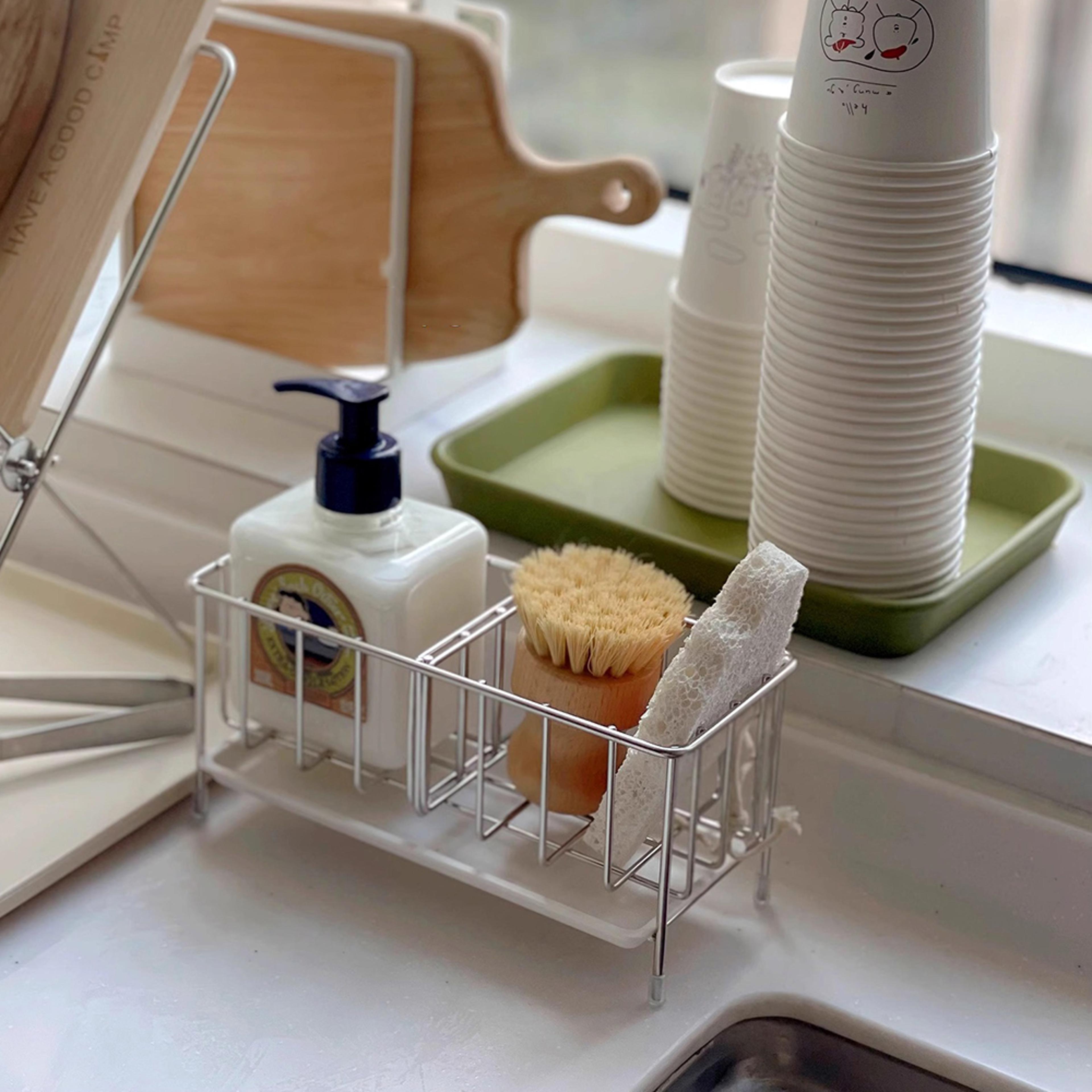 stainless steel adjustable sink rack durable tabletop drain & kitchen organizer for sponge storage