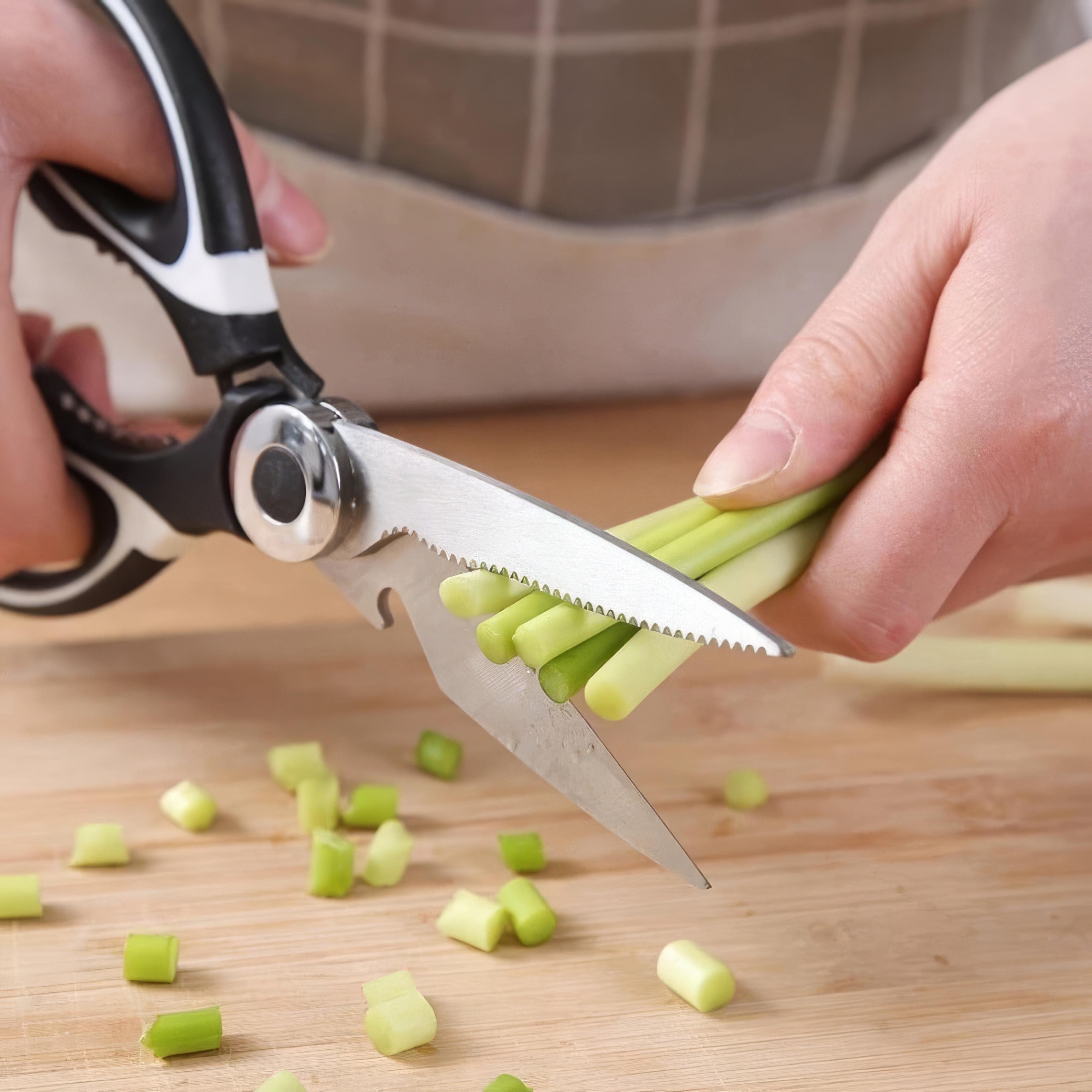 multifunctional kitchen scissors with ergonomic handle for cooking and meal prep