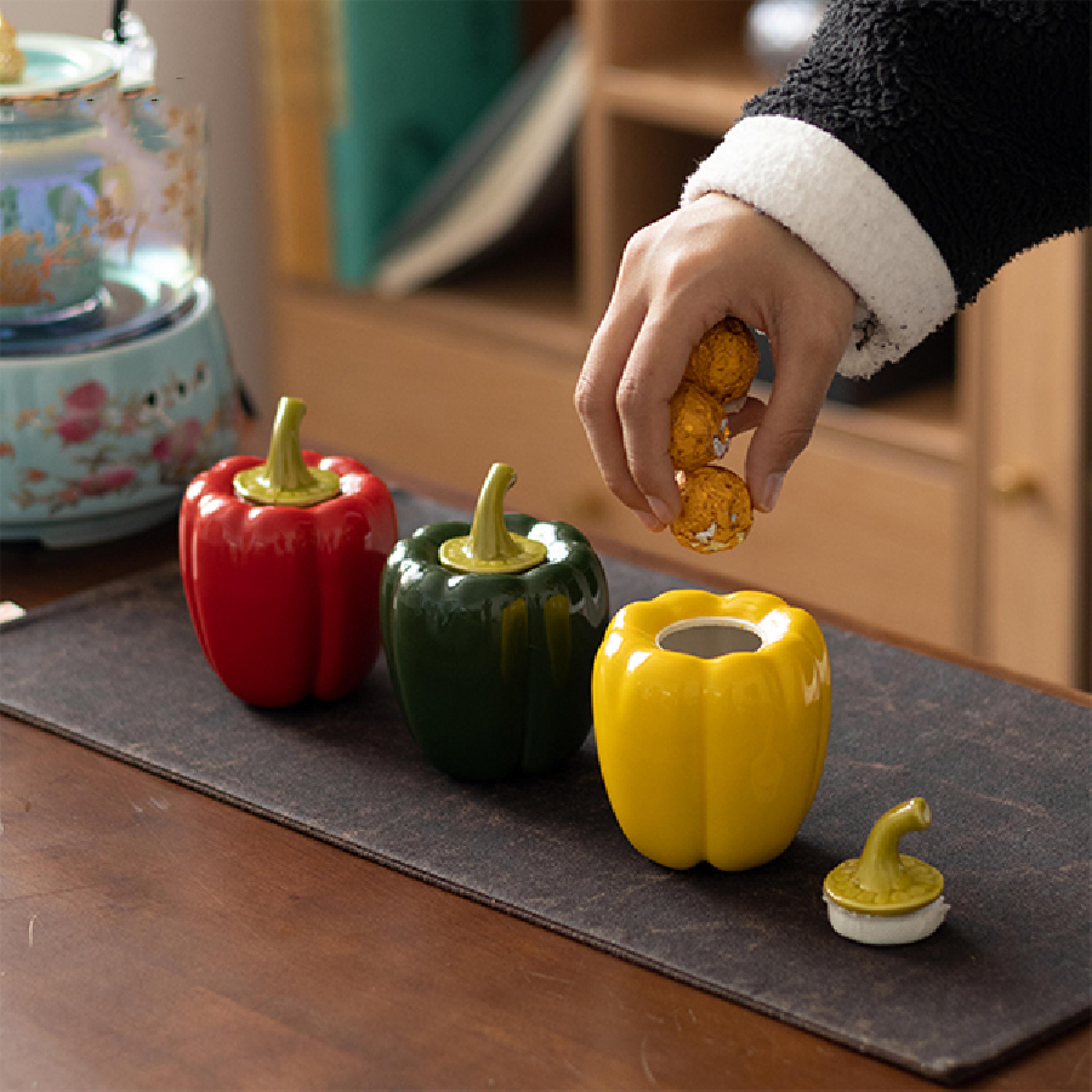 chili ceramic tea jar airtight spice canister & creative home decor countertop storage pot
