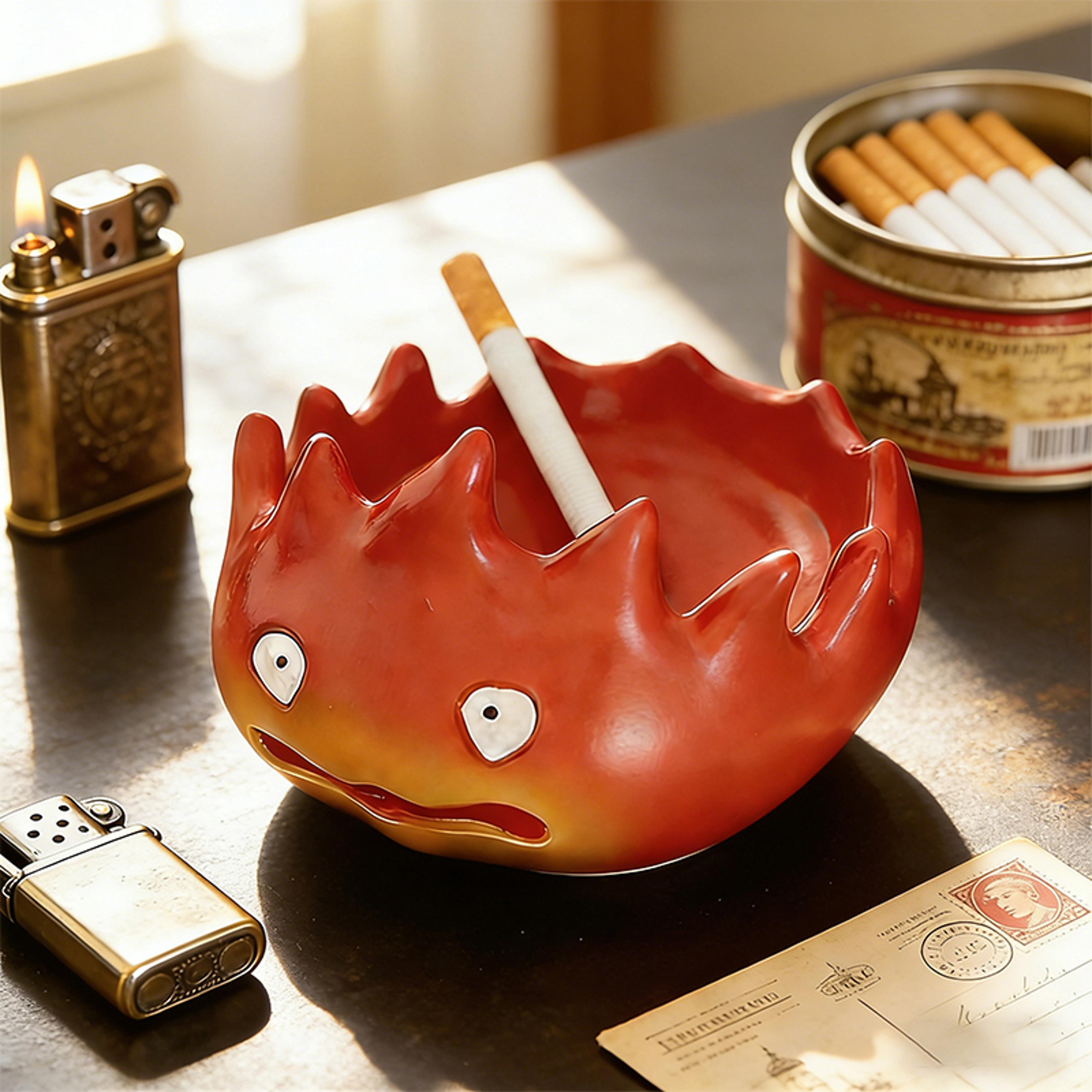 creative cartoon flame cute ashtray for desktop decoration & anti fly ashtray gift
