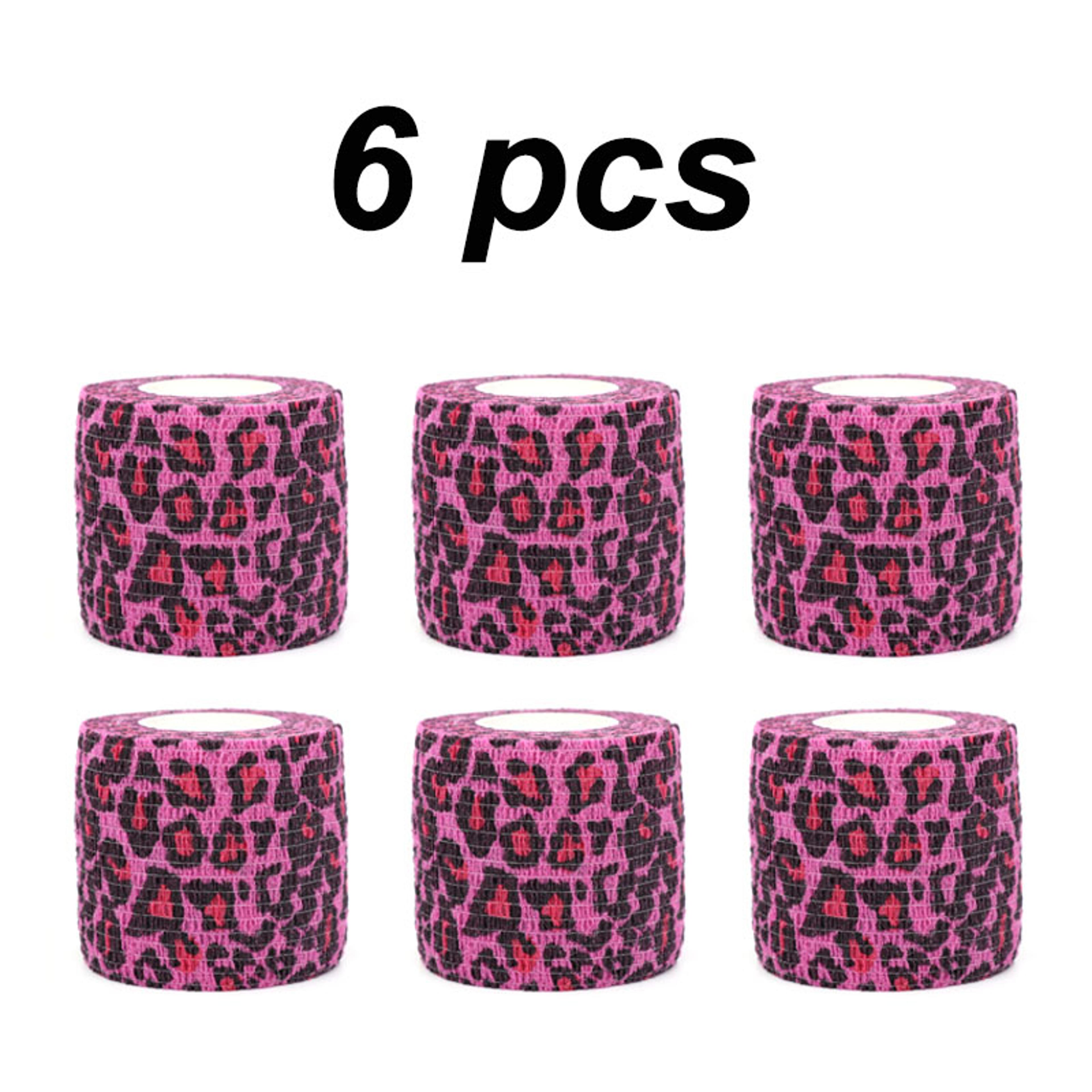 pink leopard print self adhesive elastic sports bandage for tattoos & grip