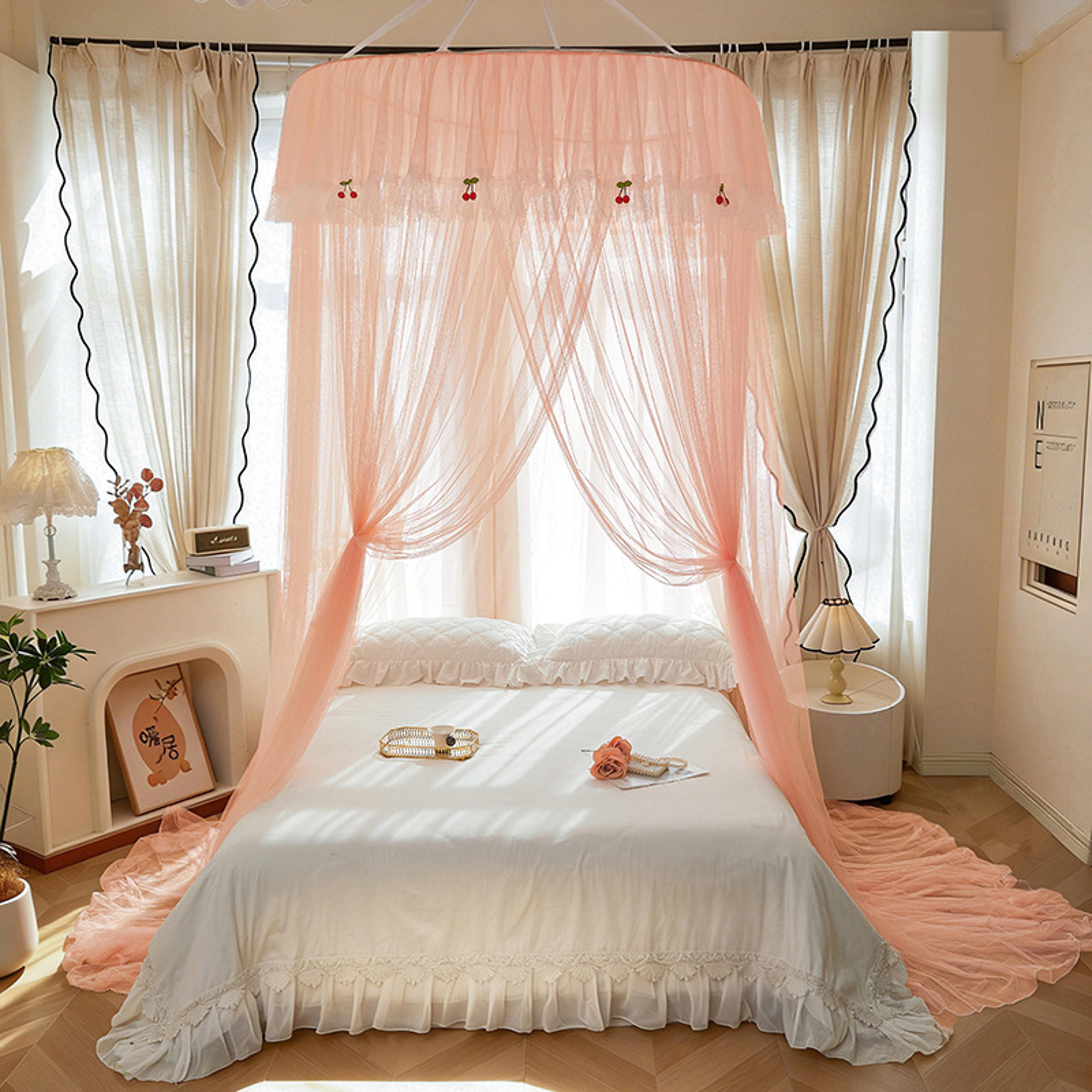 pink princess mosquito net bed canopy for girls room decor