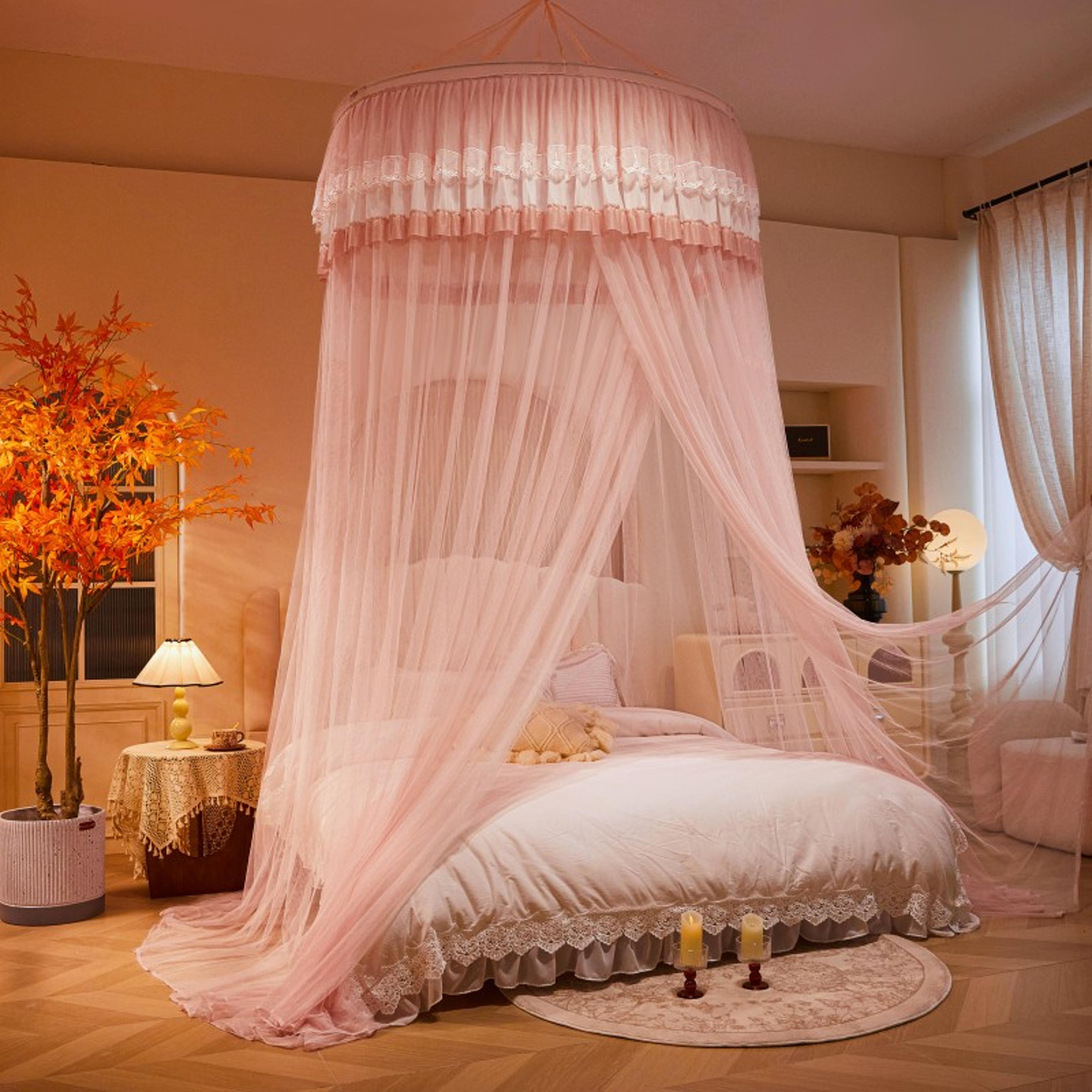 princess mosquito net bed canopy with lace trim