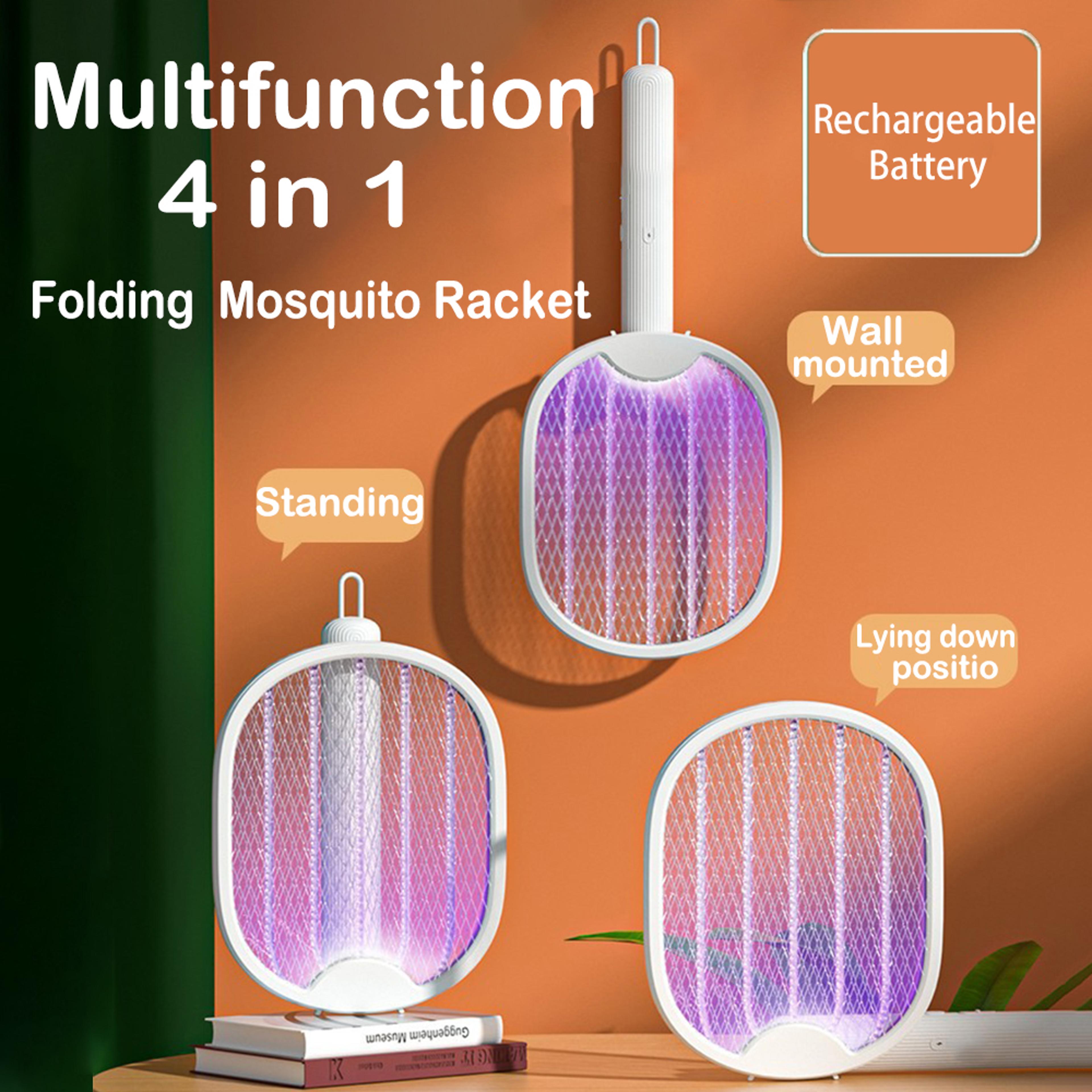 foldable electric mosquito swatter with usb rechargeable uv bug zapper