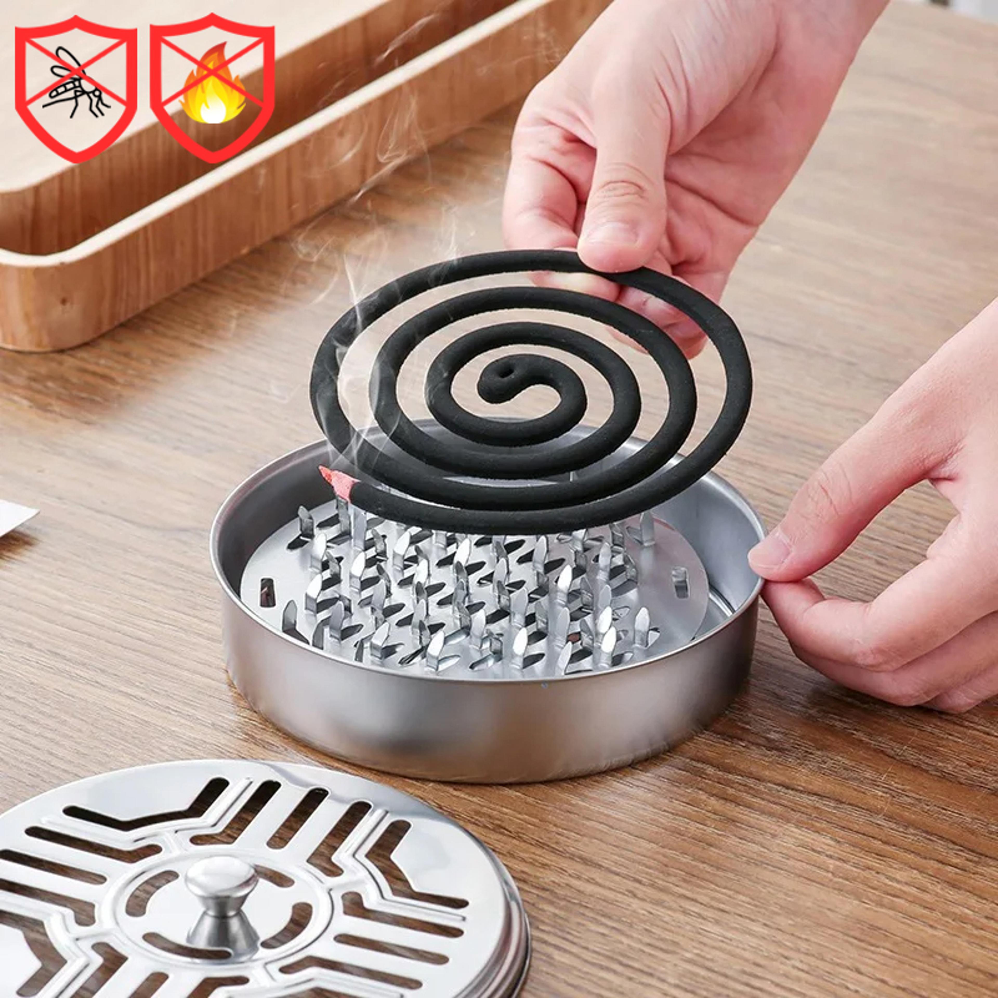 stainless steel mosquito coil holder with cover easy clean anti mosquito tray