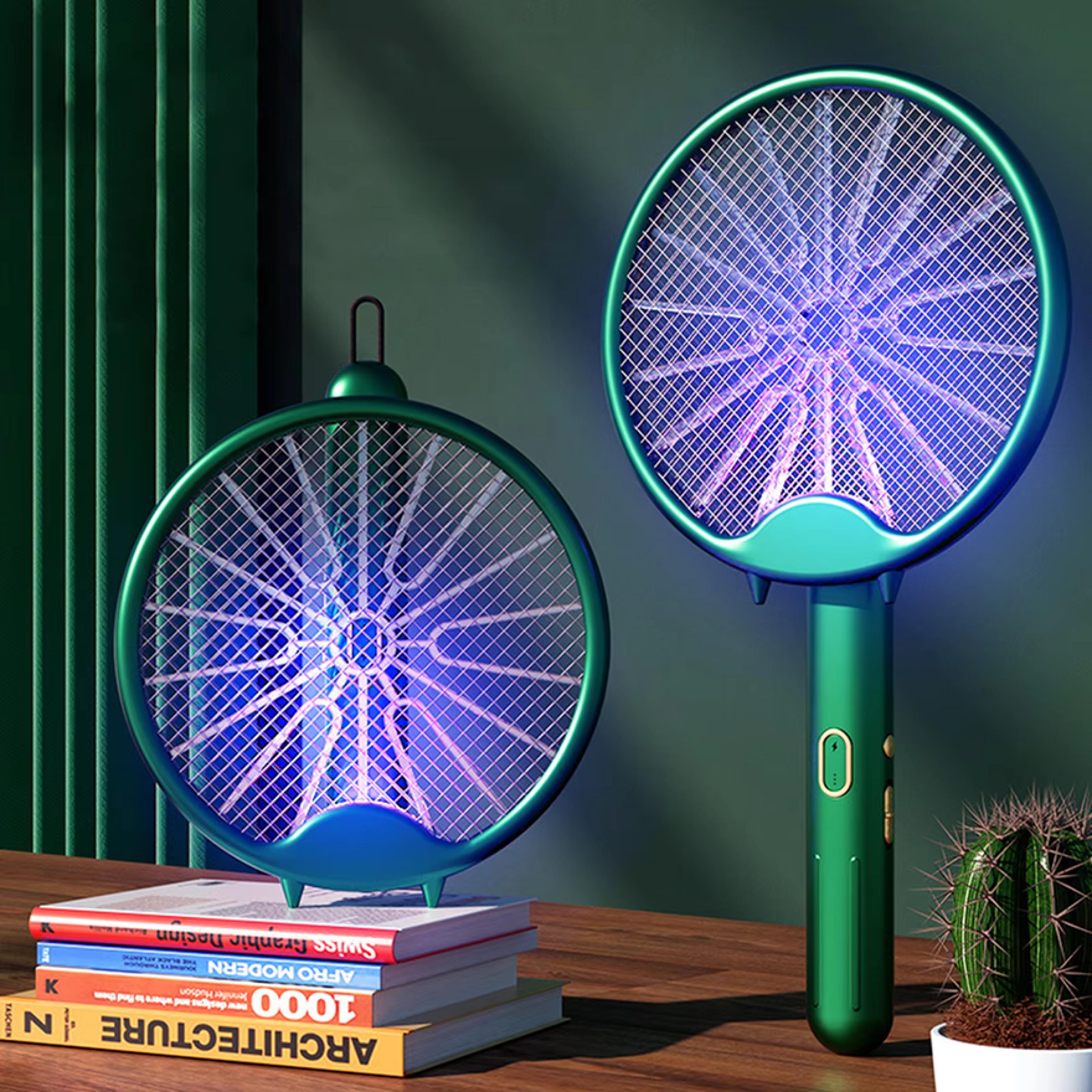 foldable electric mosquito racket with usb rechargeable bug zapper lamp