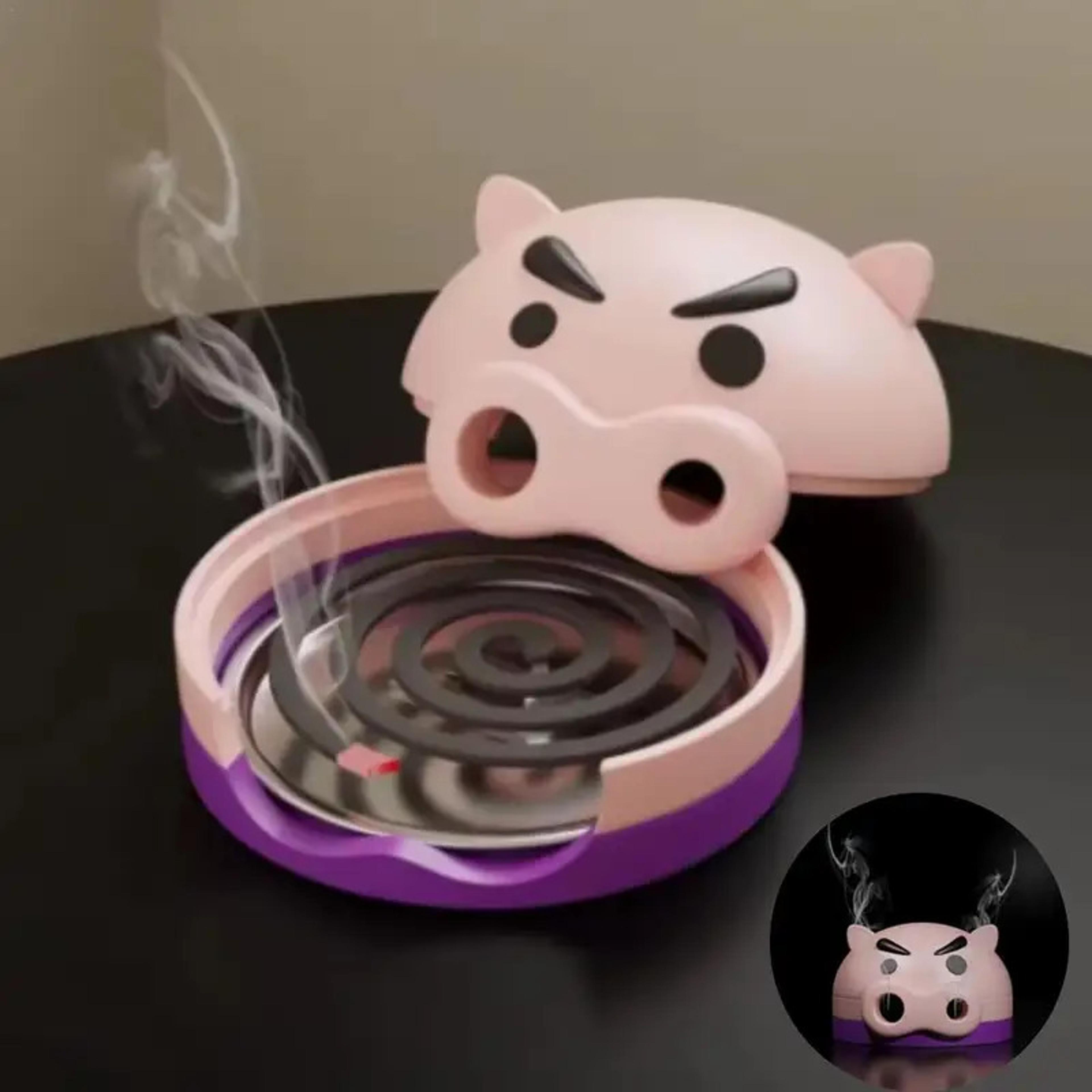 cute pig mosquito coil holder tray and incense burner for home patio decor