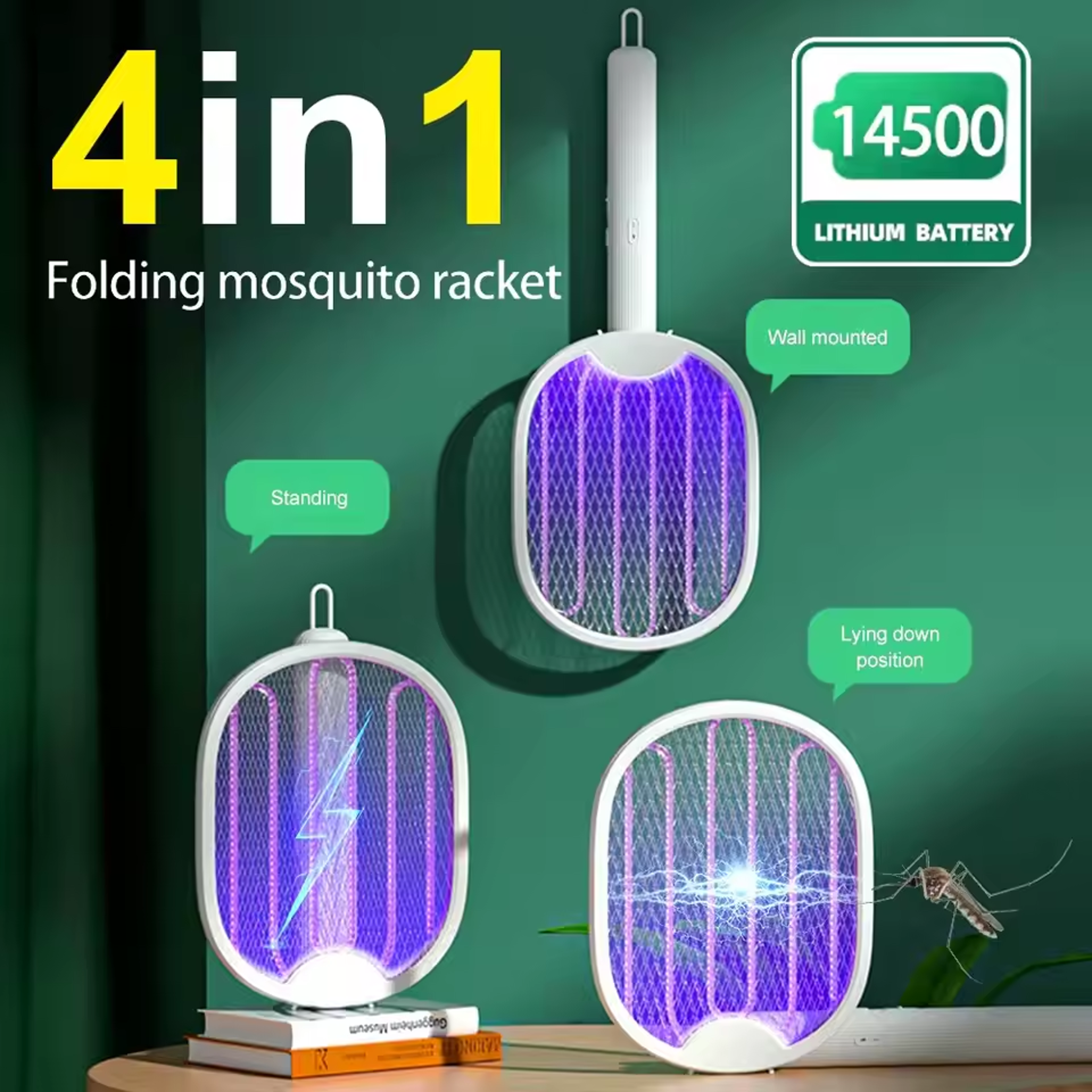 portable usb rechargeable mosquito swatter & foldable electric bug zapper