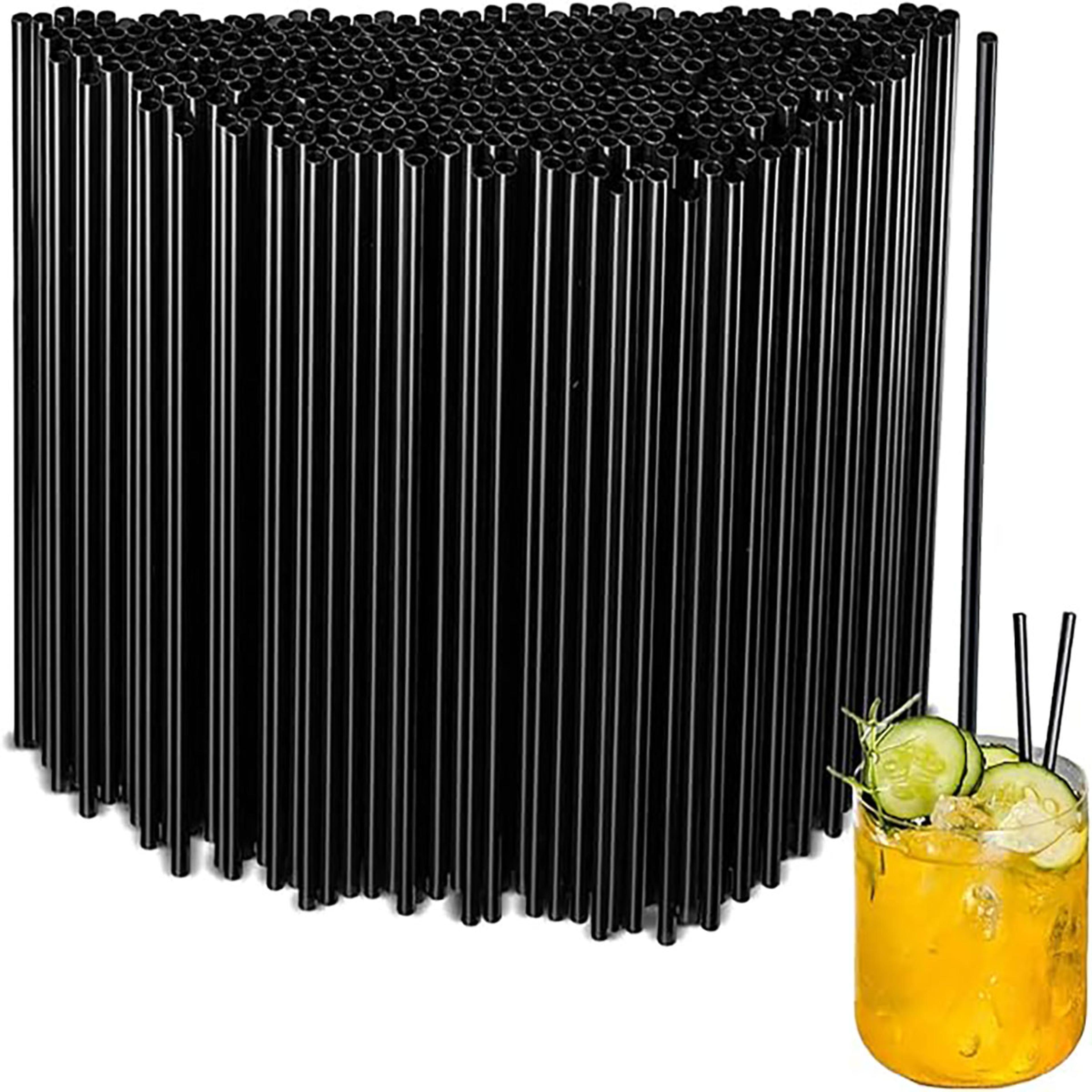 disposable plastic straws & cocktail stirrers black party drink accessories