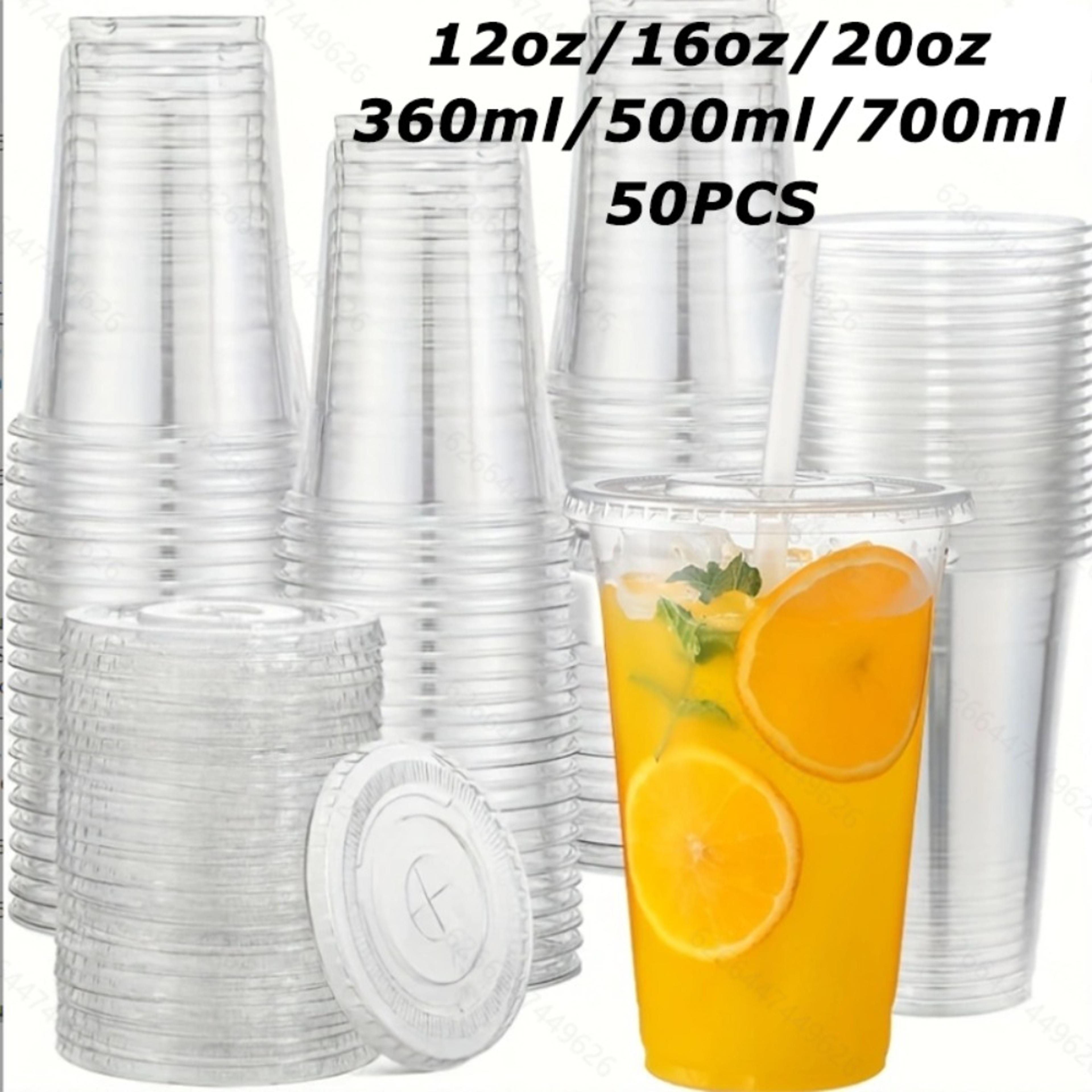 disposable plastic cups with lids for iced coffee and cold drinks