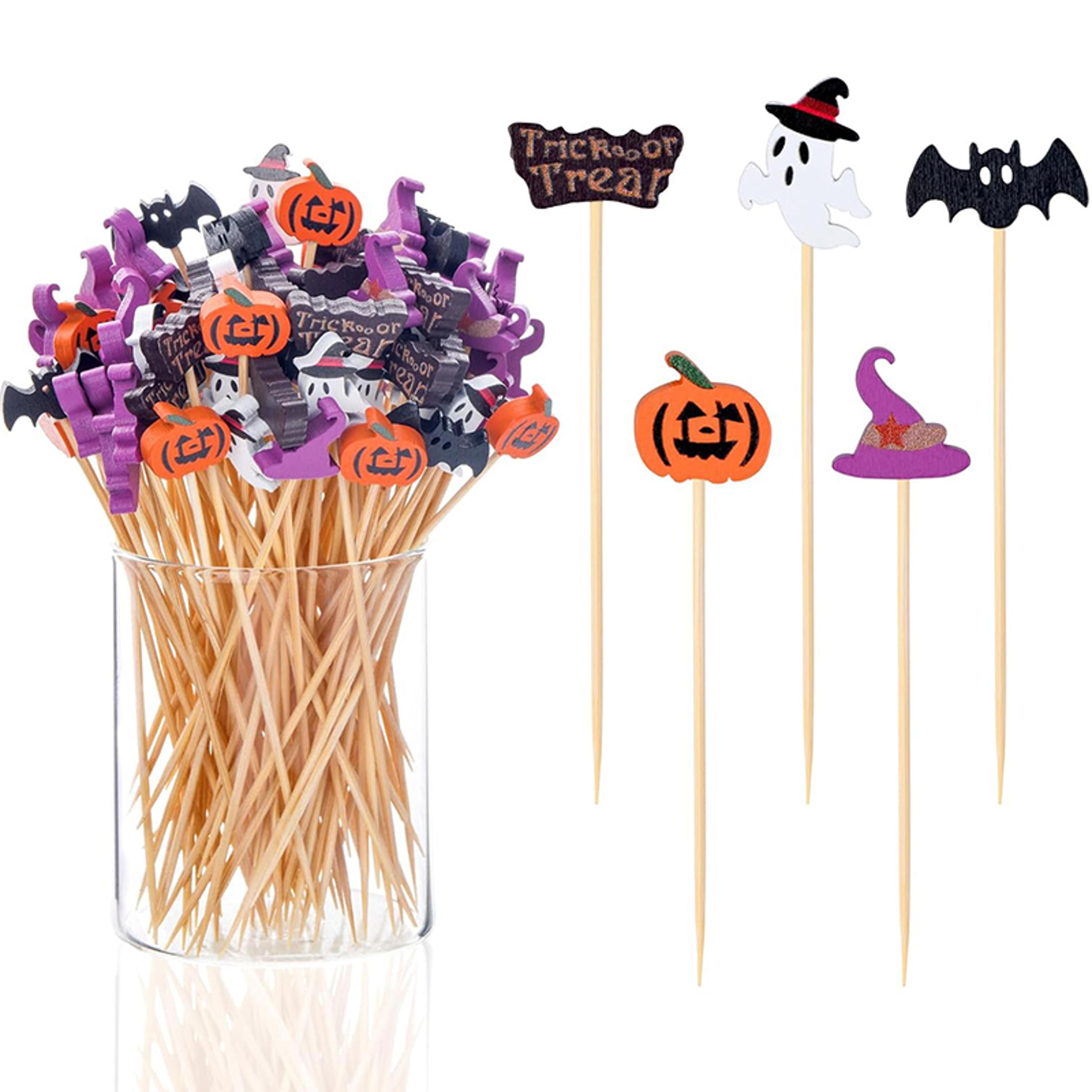 halloween party toothpicks bamboo cocktail picks for cupcakes, fruit and desserts