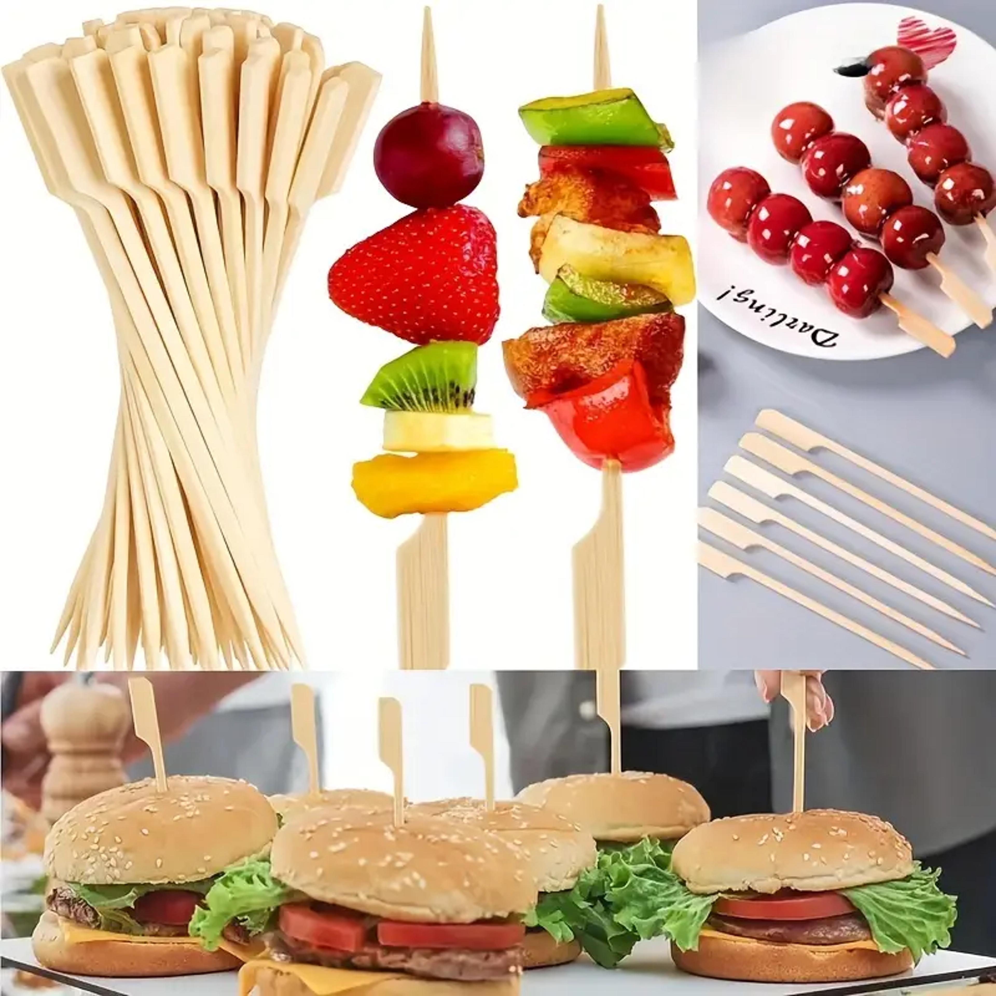 natural bamboo bbq grilling skewers disposable bamboo sticks for parties, kabobs & fruit
