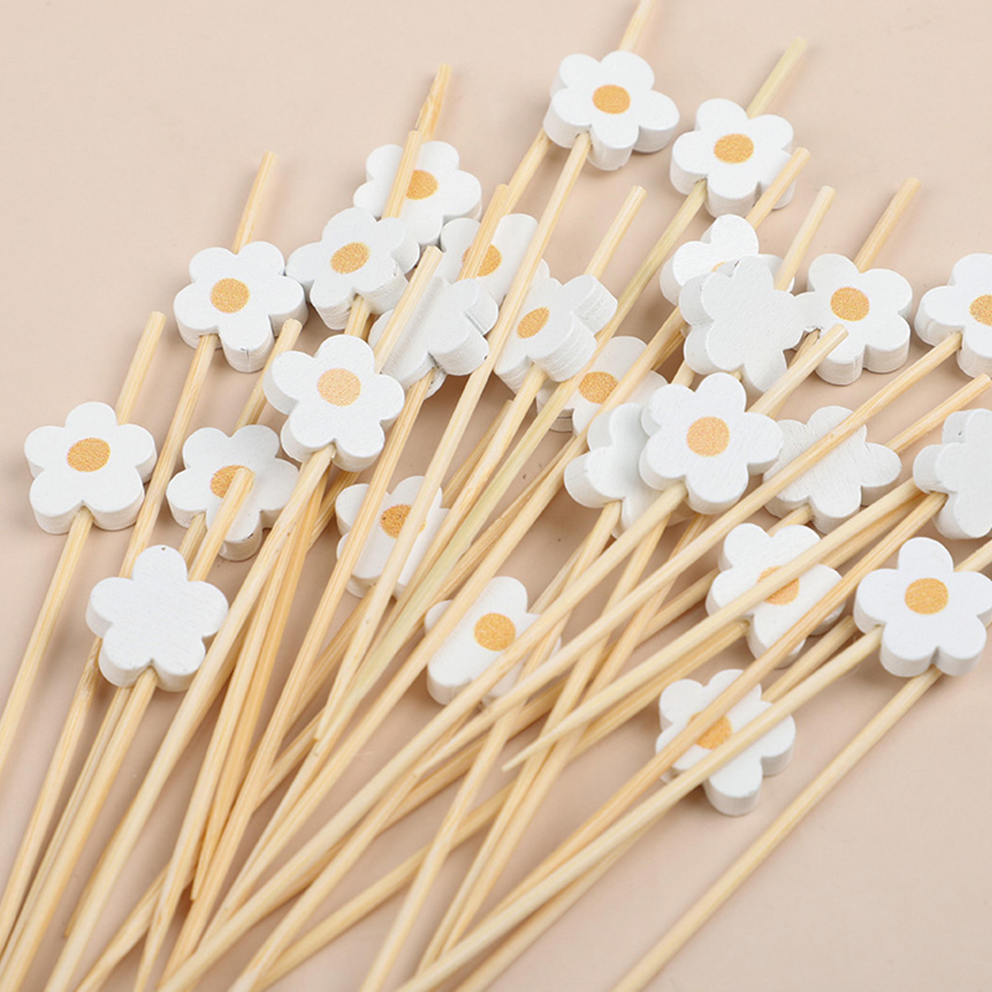 daisy food picks bamboo appetizer forks for desserts fruit and party decor