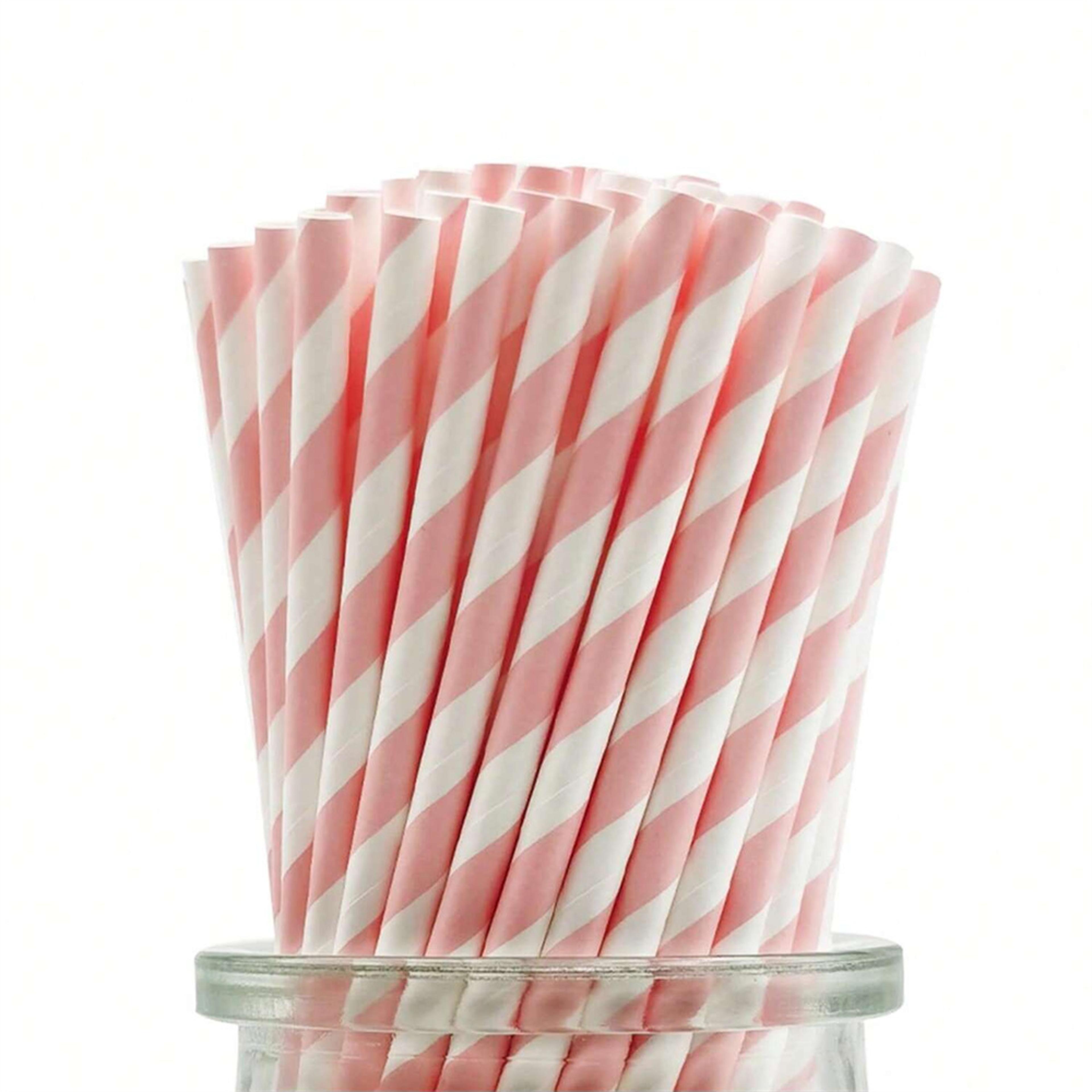 premium pink striped paper straws for parties & weddings party paper straws