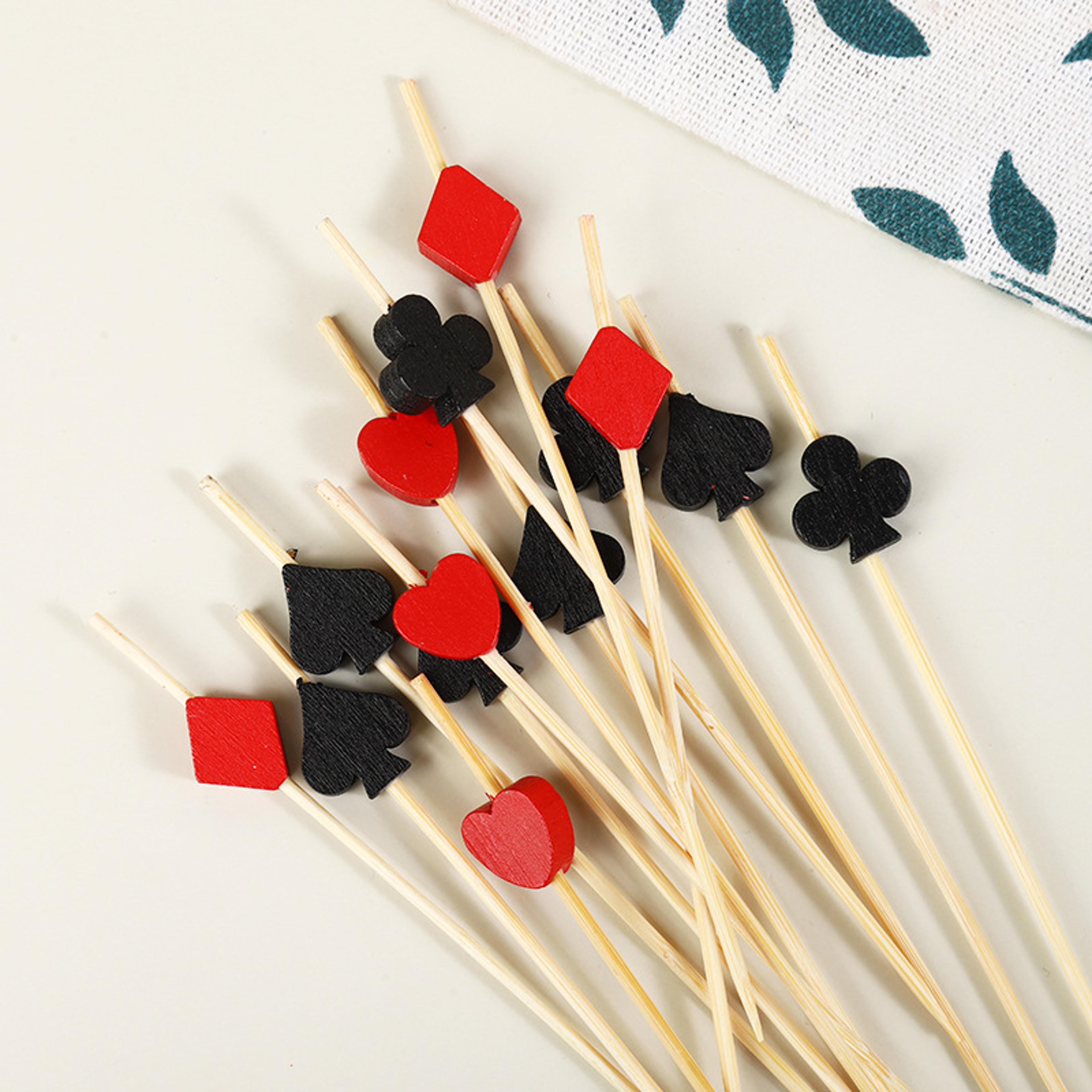 casino cocktail picks & bamboo party food picks poker theme disposable fruit forks