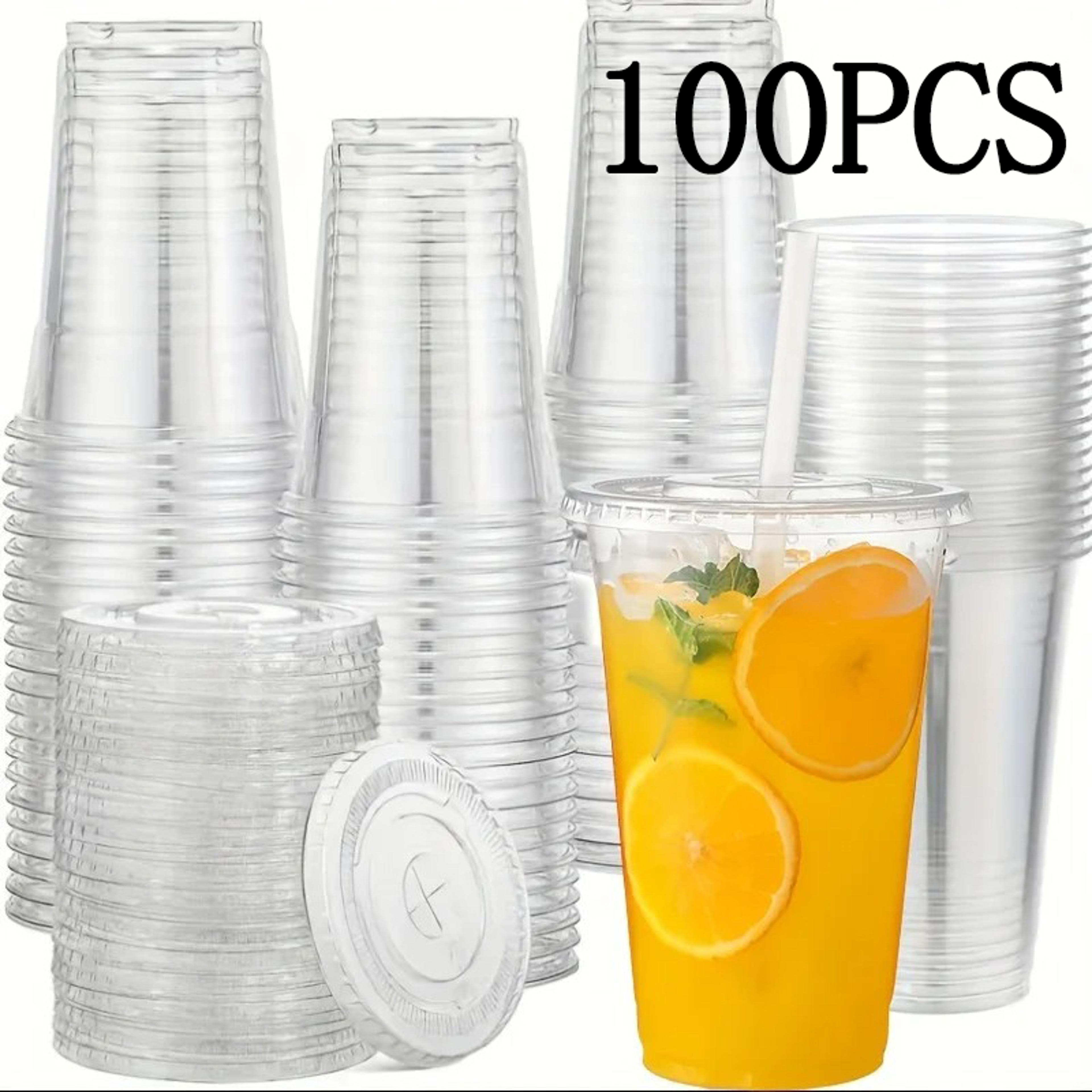 clear plastic cups with lids and straws for iced coffee
