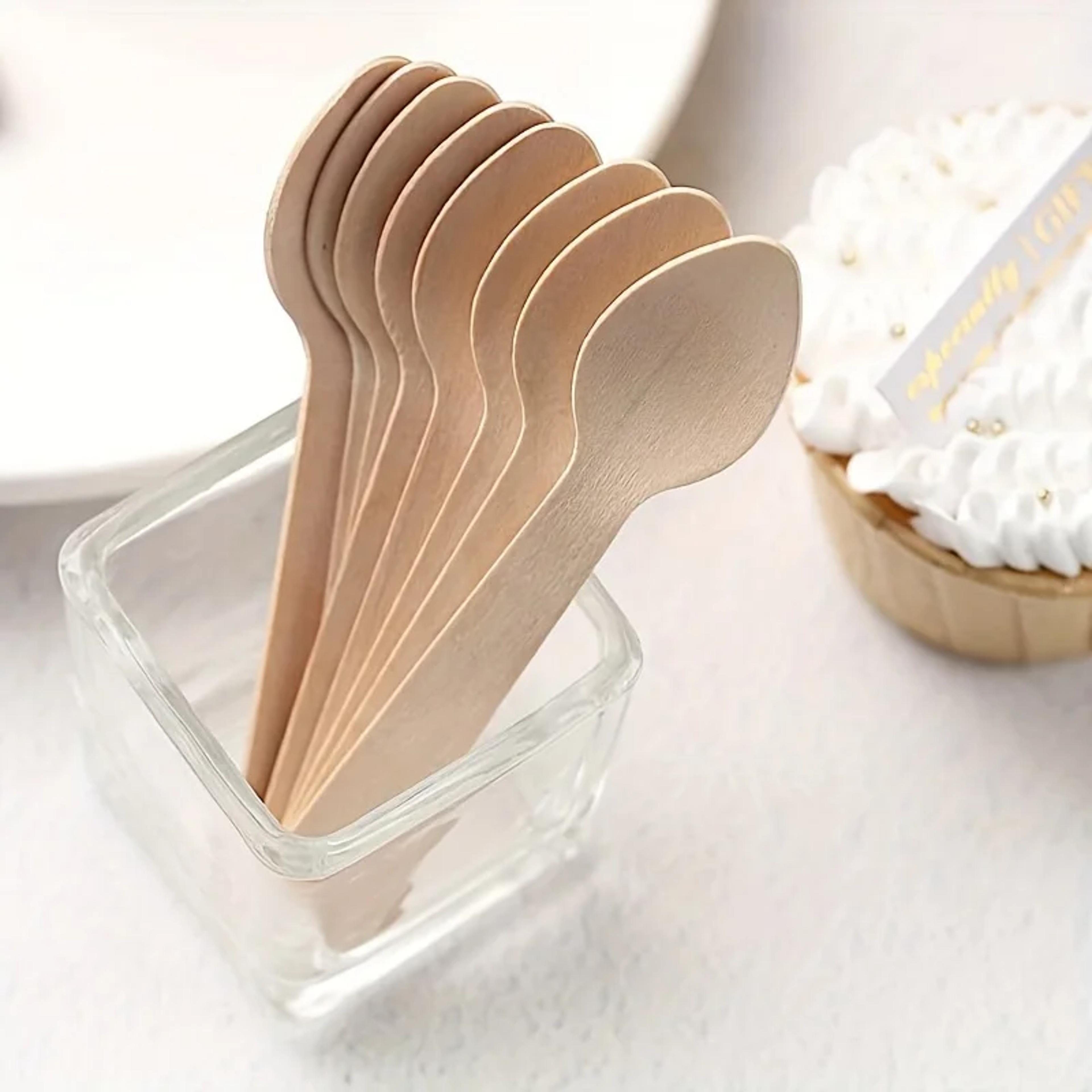 eco friendly birchwood dessert & ice cream disposable spoons