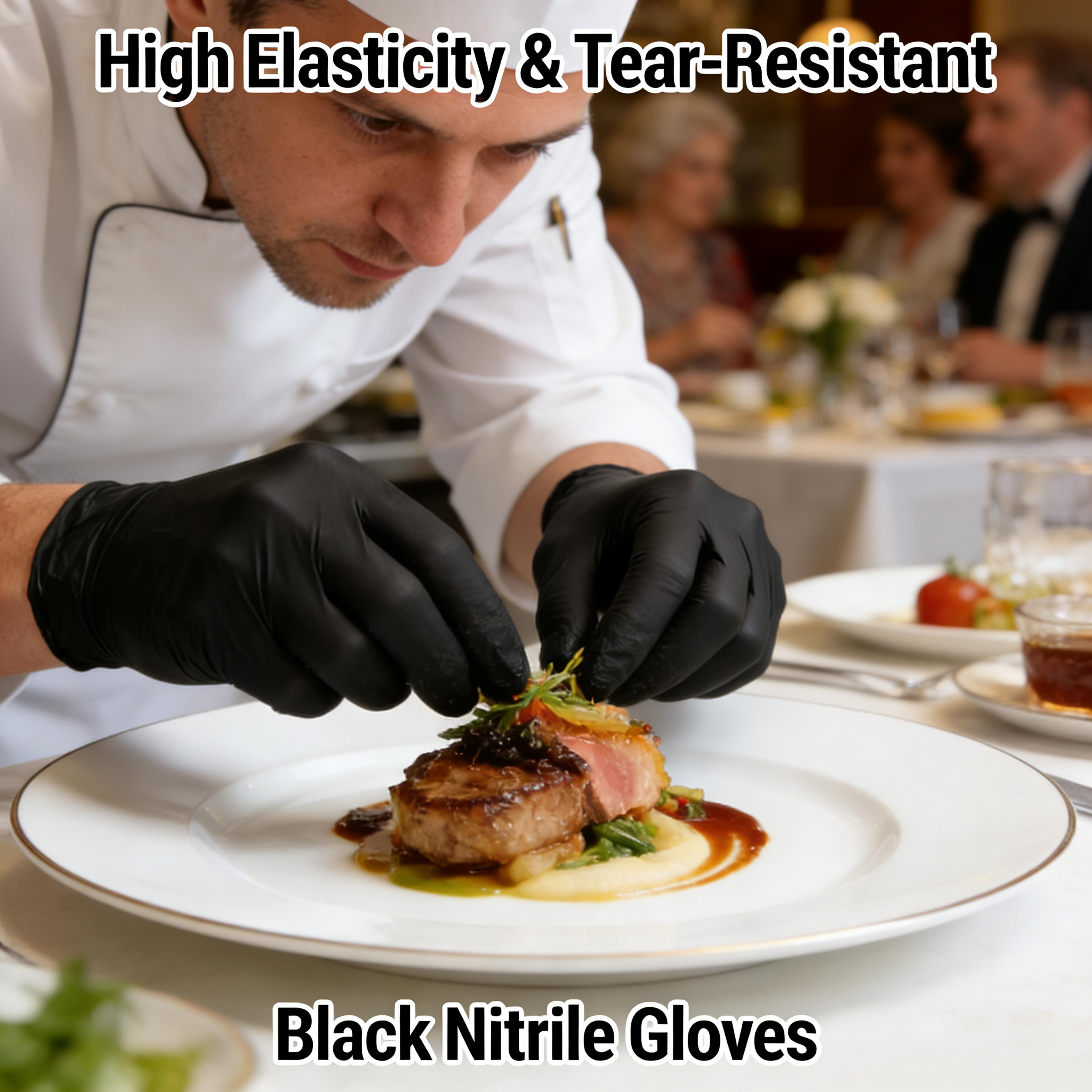 black disposable nitrile gloves powder free latex free for cooking and cleaning