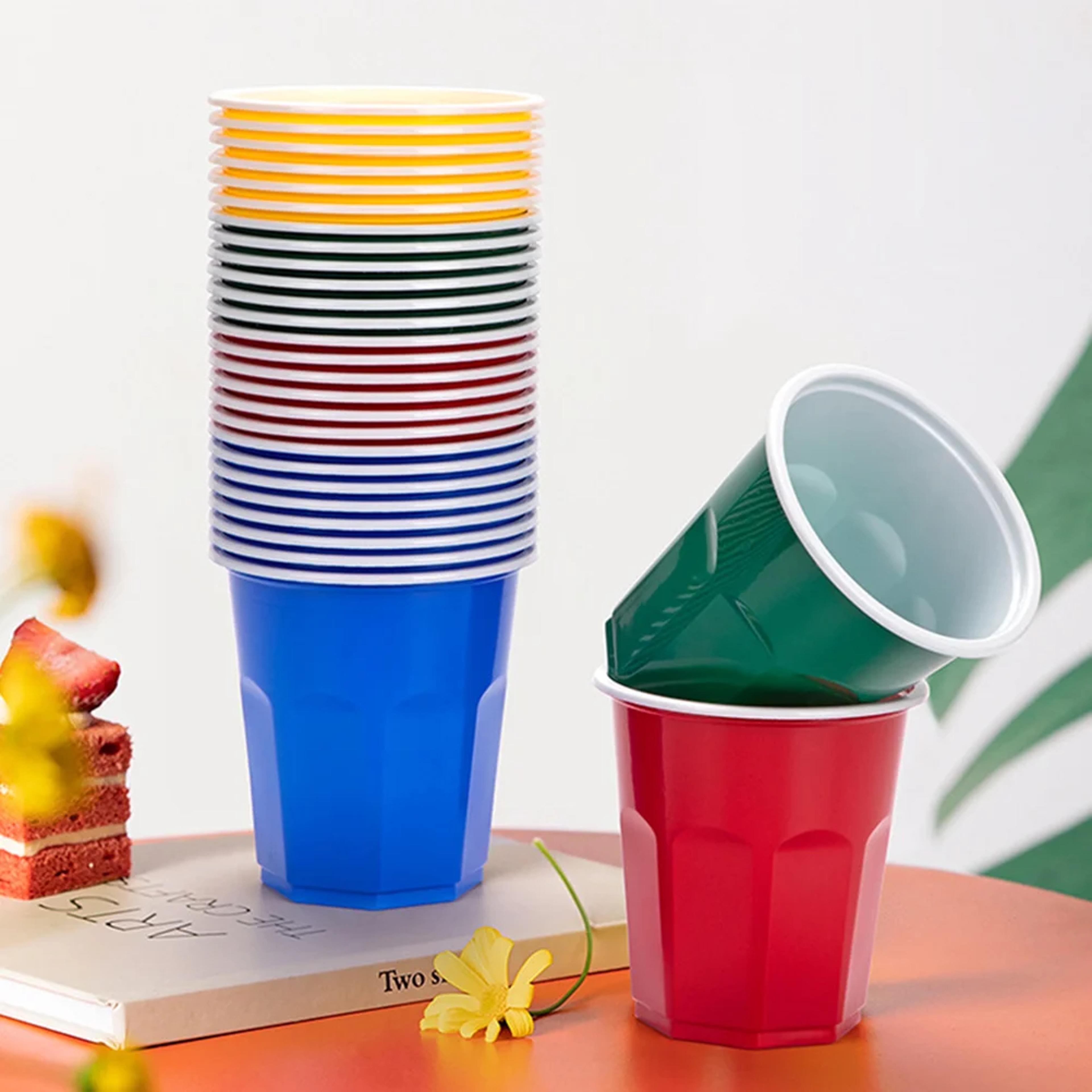 colorful disposable aviation cups for parties, juice, travel and everyday drinks