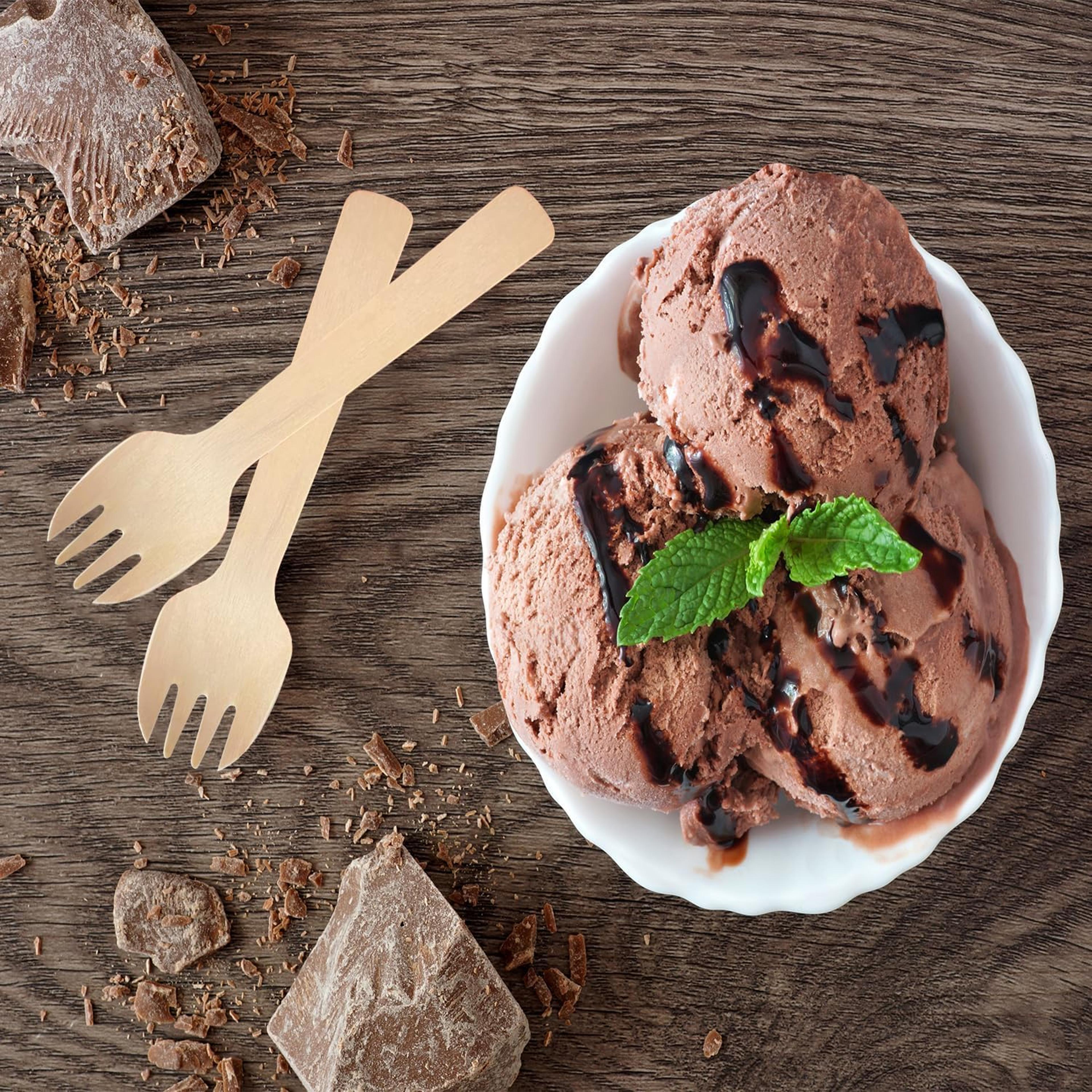 mini wooden spoons & sporks set disposable ice cream & dessert utensils