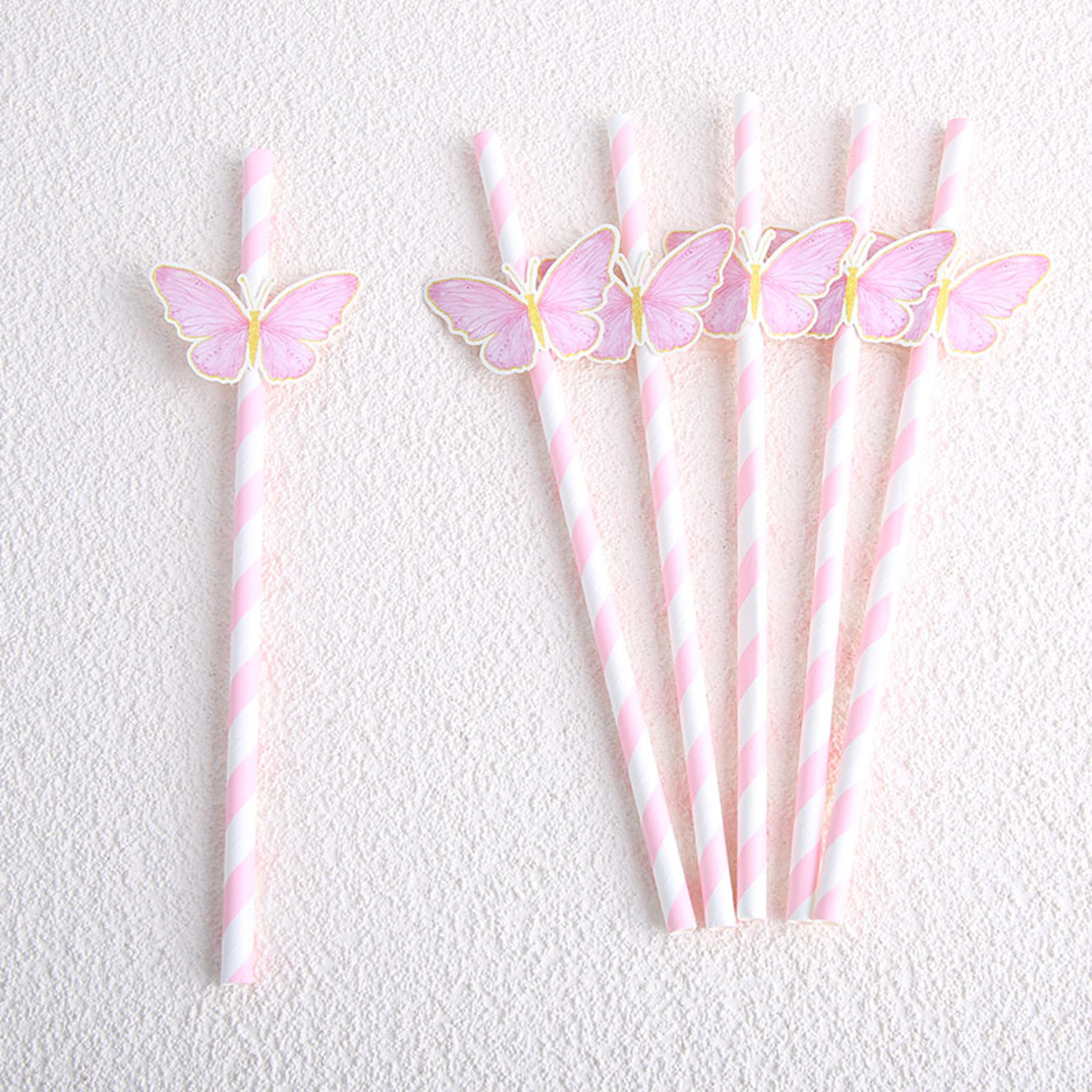butterfly party straws disposable birthday baby shower wedding decorations