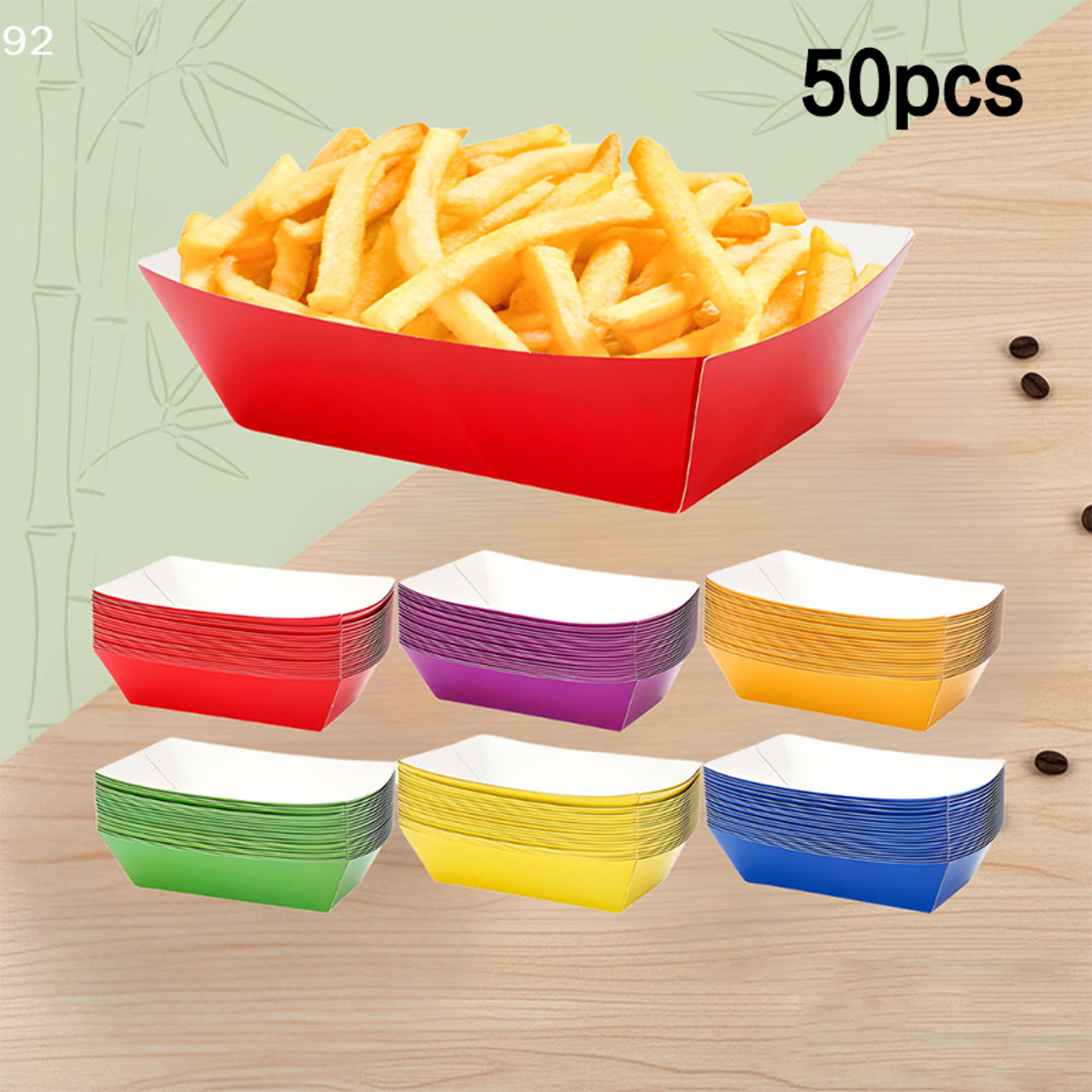 colorful disposable paper food boat trays for parties and snacks
