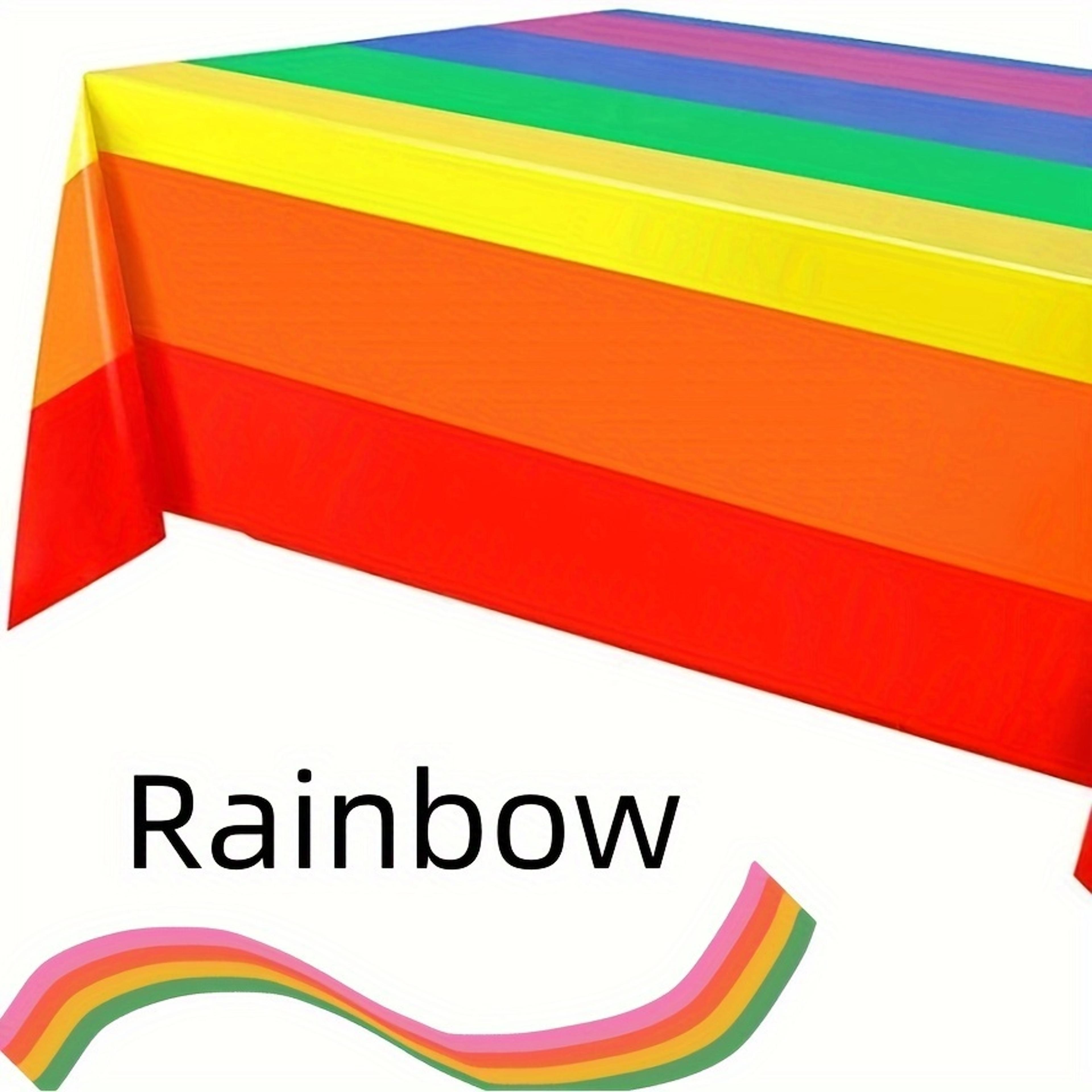 rainbow stripe waterproof disposable party tablecloth vibrant plastic table cover