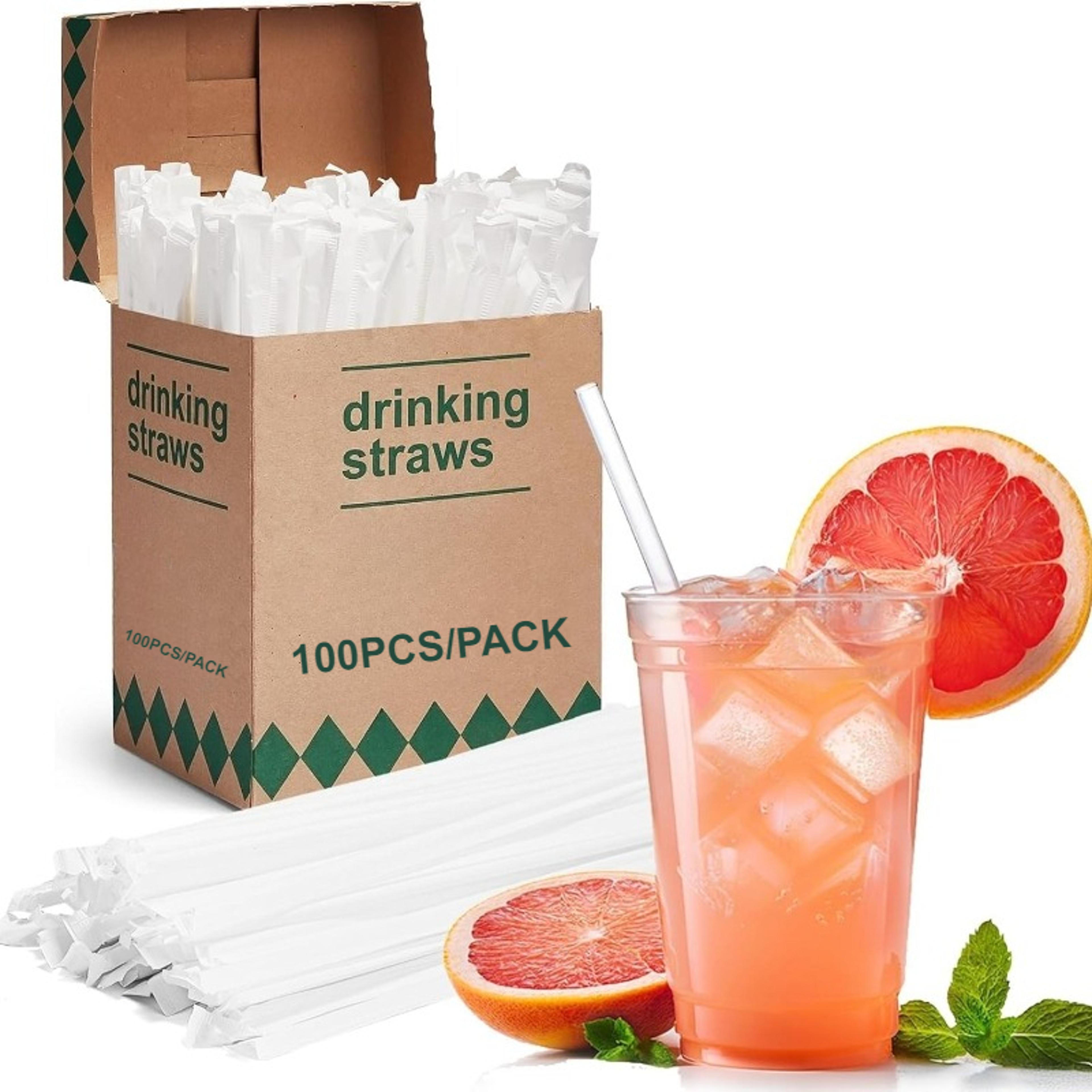 individually wrapped transparent drinking straws for milkshakes, juice & events
