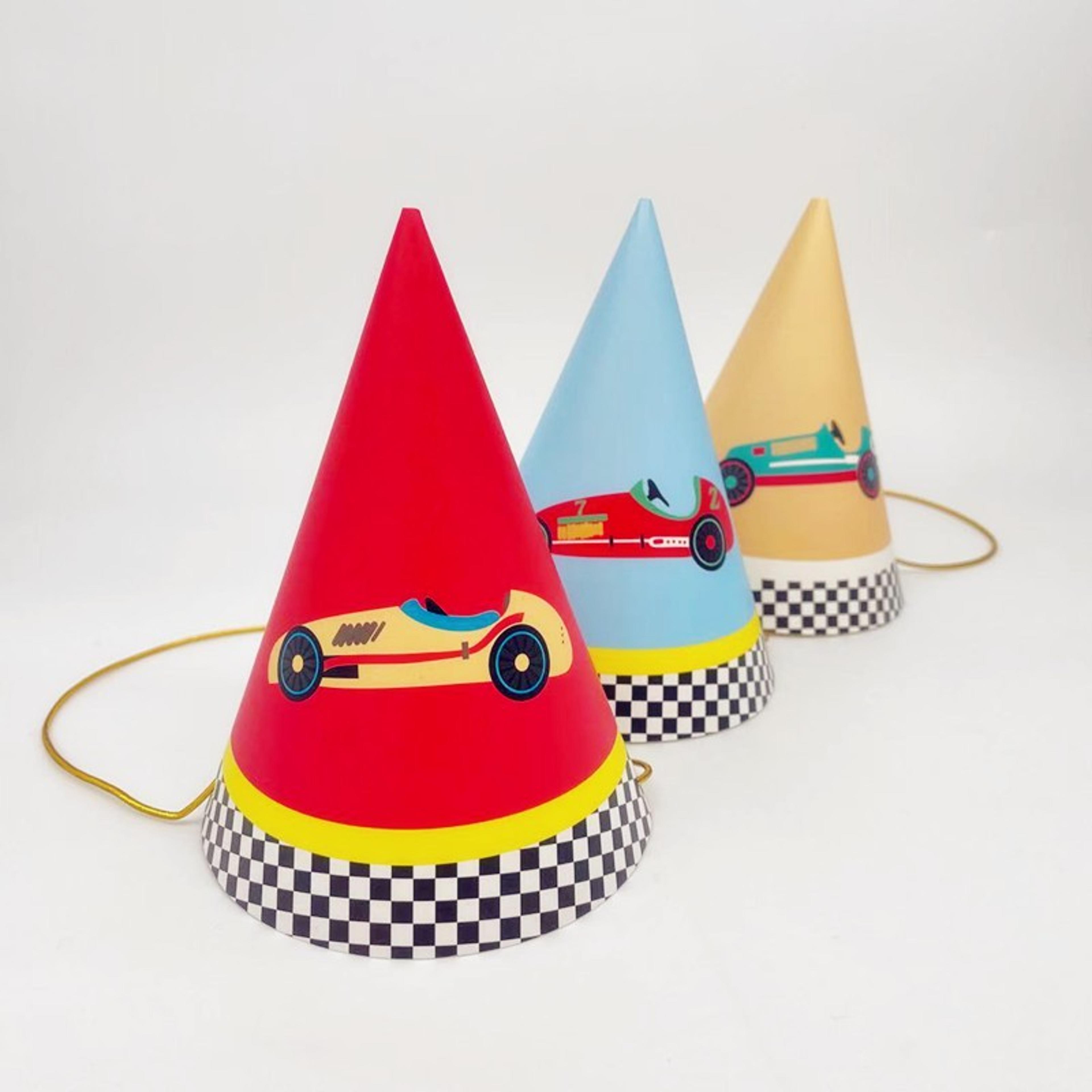 racing car paper hats for kids birthday party decorations