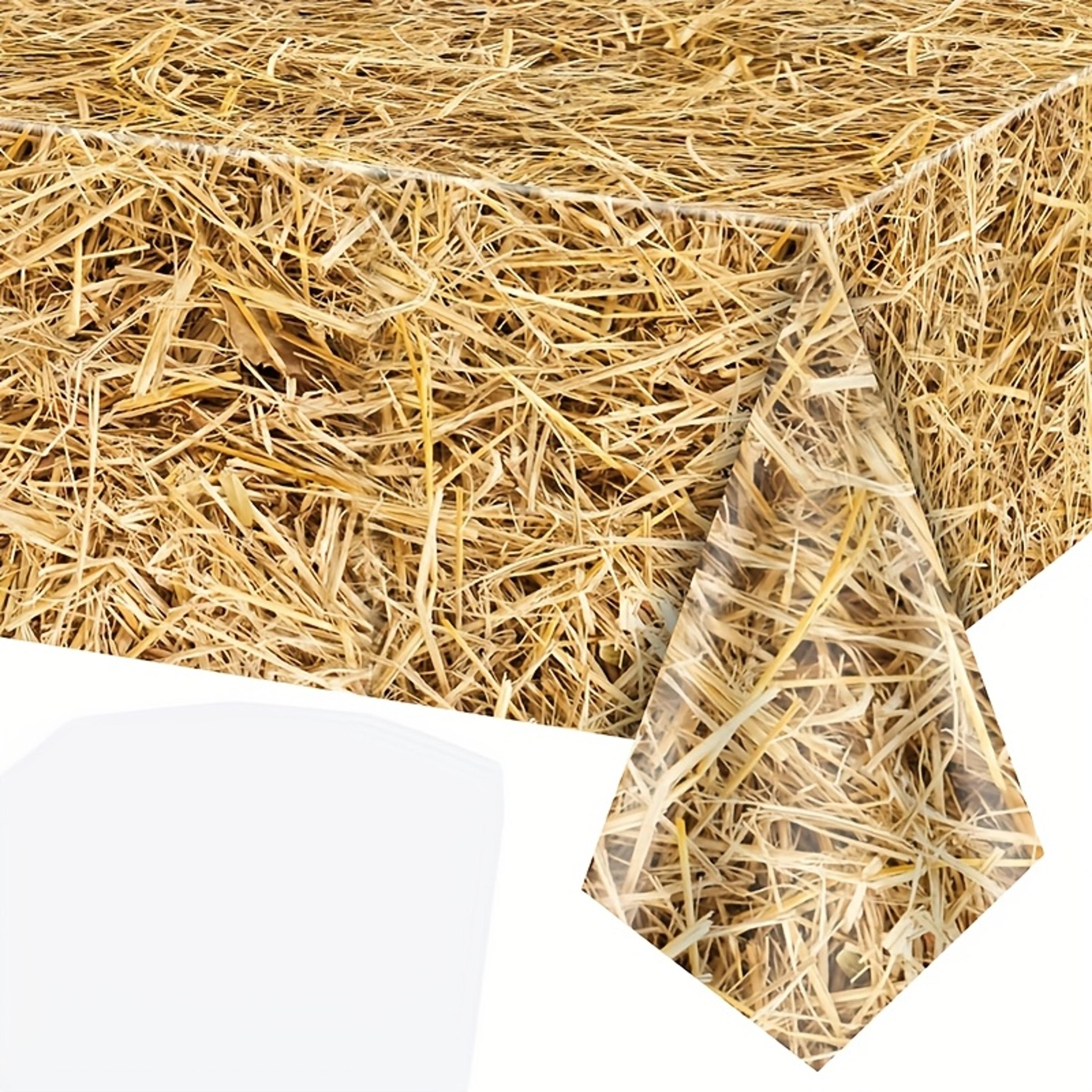 western party tablecloth with hay bale print for cowboy and farm parties