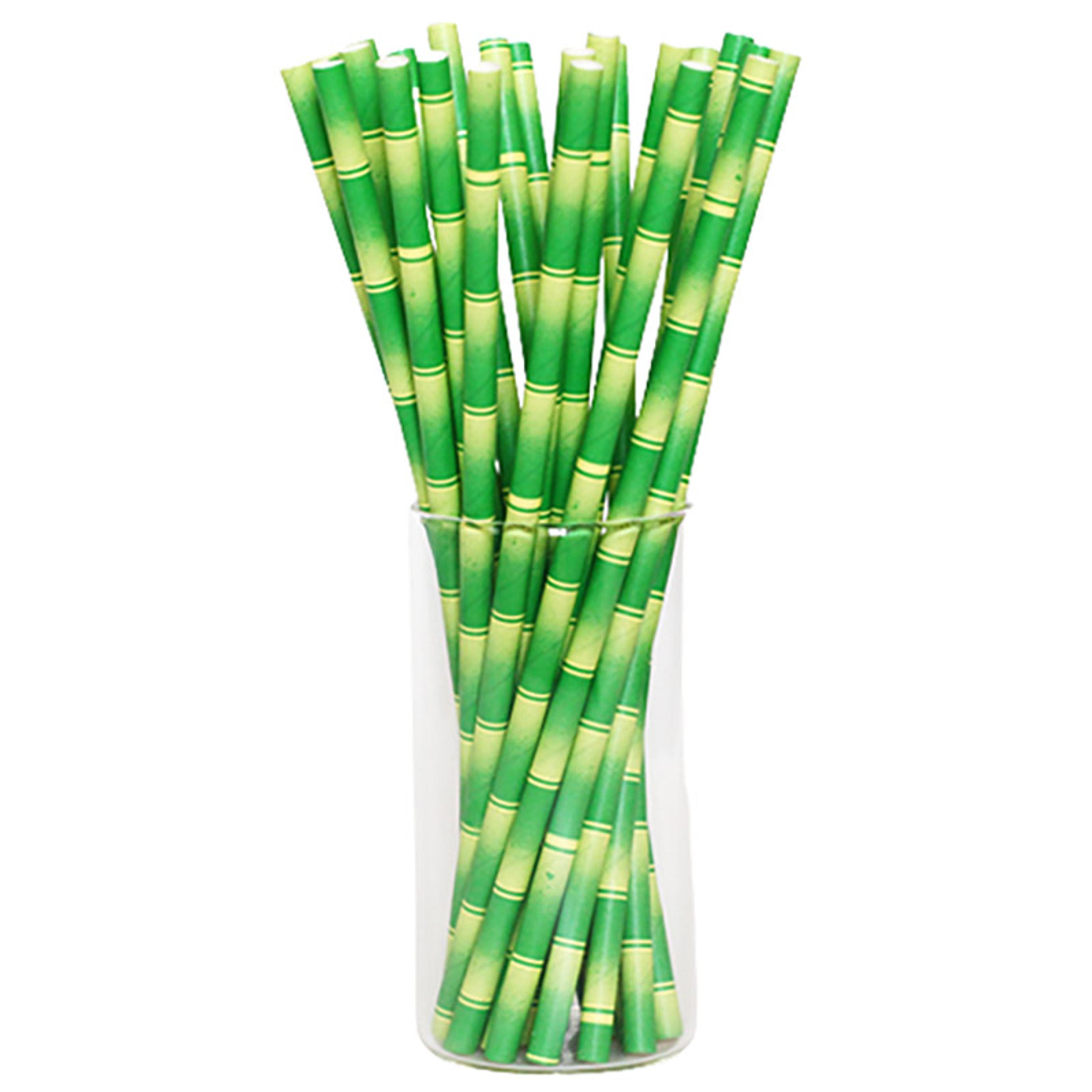 green bamboo paper straws for tropical parties weddings and birthdays