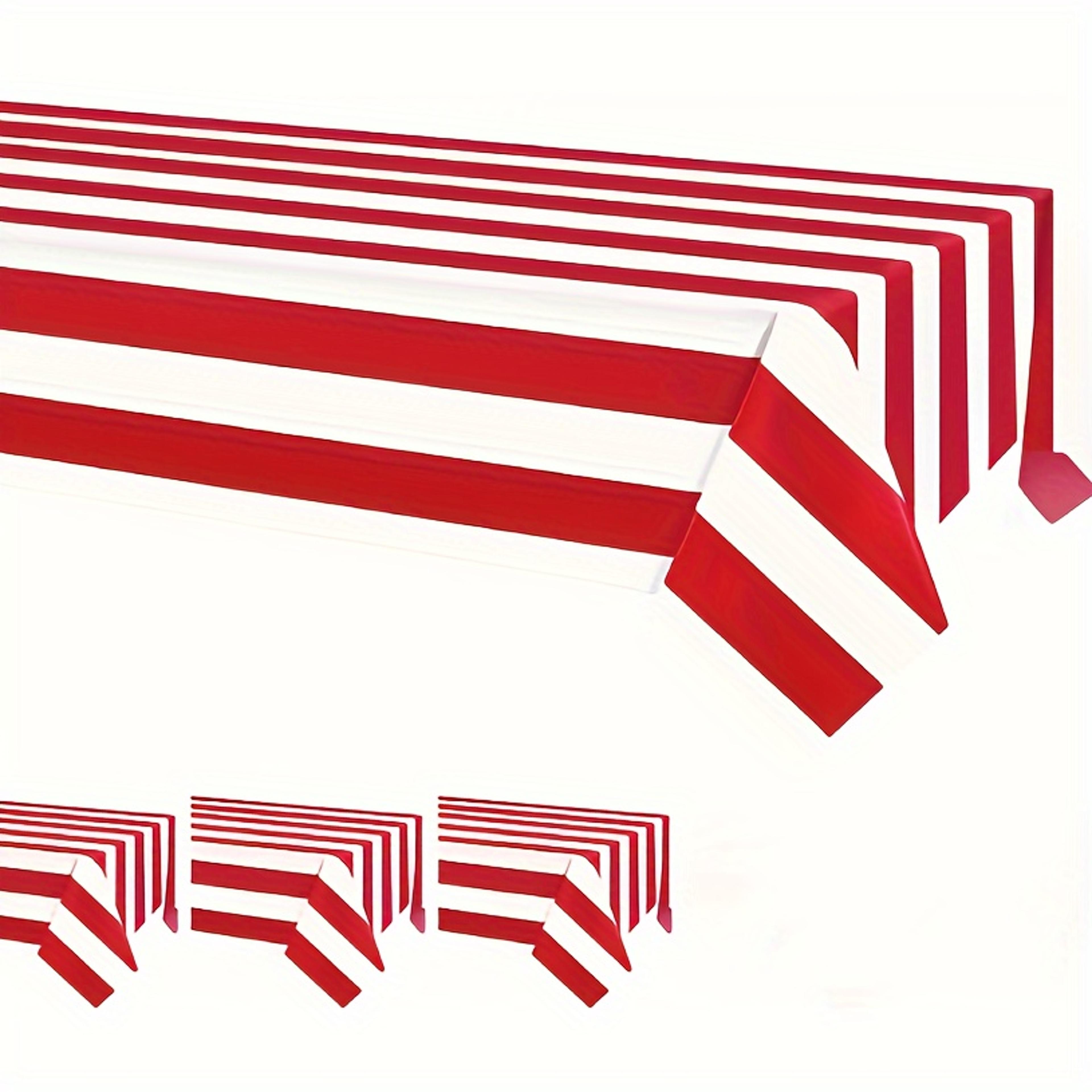 red & white striped waterproof tablecloth durable rectangular table cover