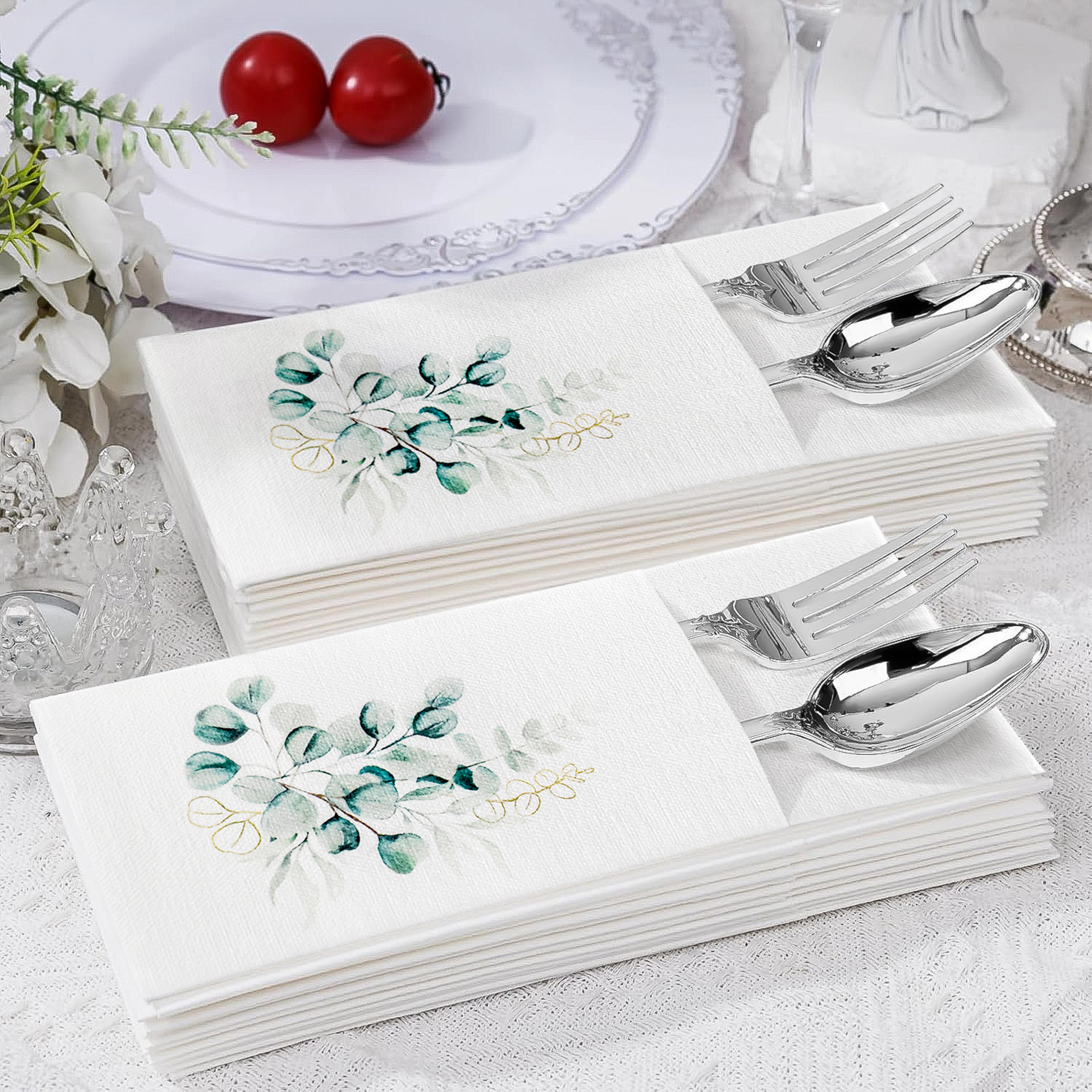 premium disposable pocket napkins with built in flatware pocket